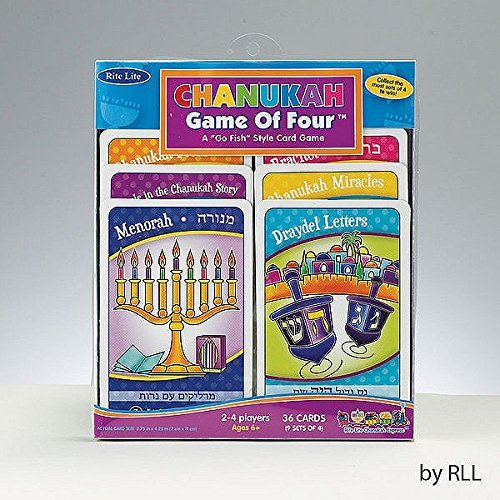 Chanukah 'Game of Four' - Go Fish Style Hanukkah Card Game for Family Fun & Holiday Gatherings