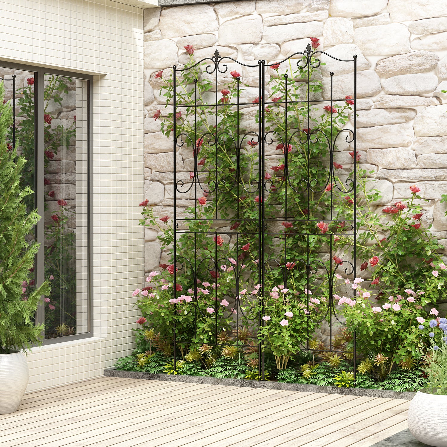 Decorative Garden Fence Panel - 1 Pack Rust-Resistant Border Fence for Outdoor Landscaping, Yard Decor & Flower Bed Protection