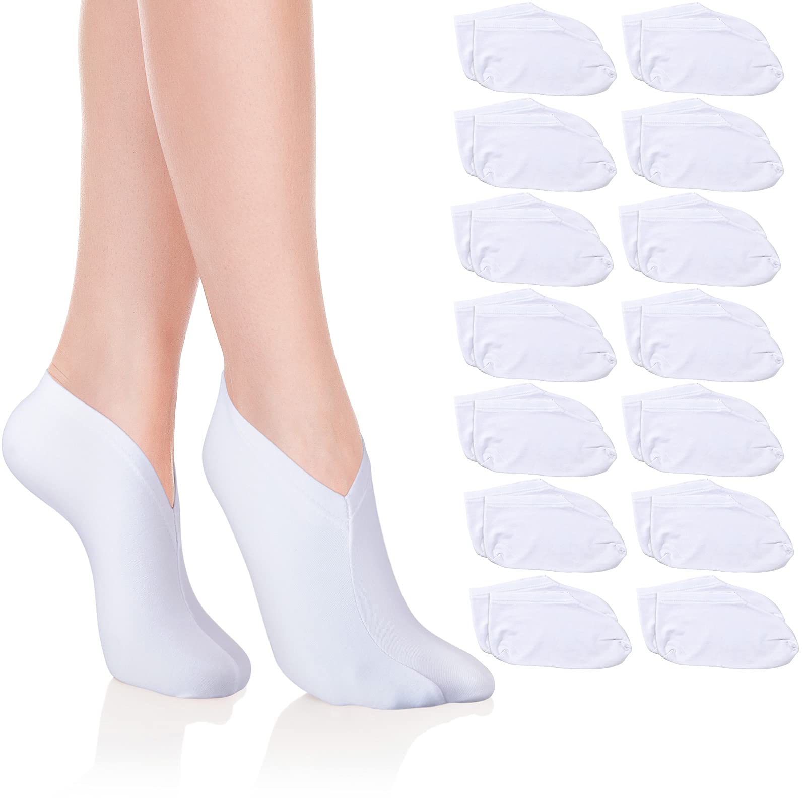 14 Pairs Moisturizing & Spa Socks for Overnight Foot Care - Cotton Lotion-Infused Socks for Dry Feet - Soft & Comfortable for Women & Men - Perfect for Relaxation, Pedicures & At-Home Spa Treatments (White)