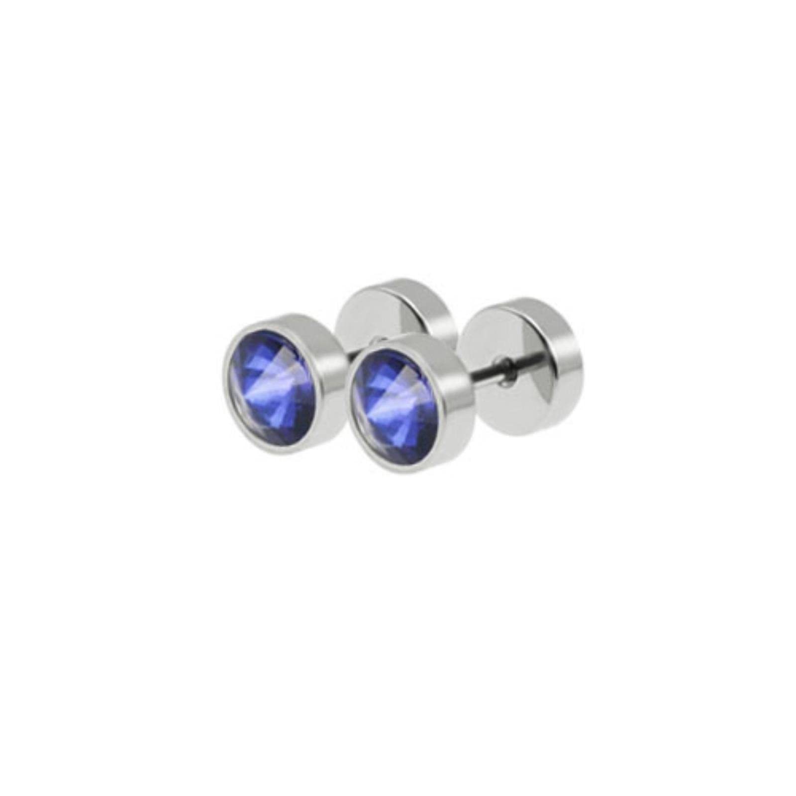 Stainless Steel Crystal Gem Stud Earrings for Women & Men - Unisex Barbell Ear Studs, Hypoallergenic Punk Jewelry - Perfect for Parties, Gifts & Everyday Wear