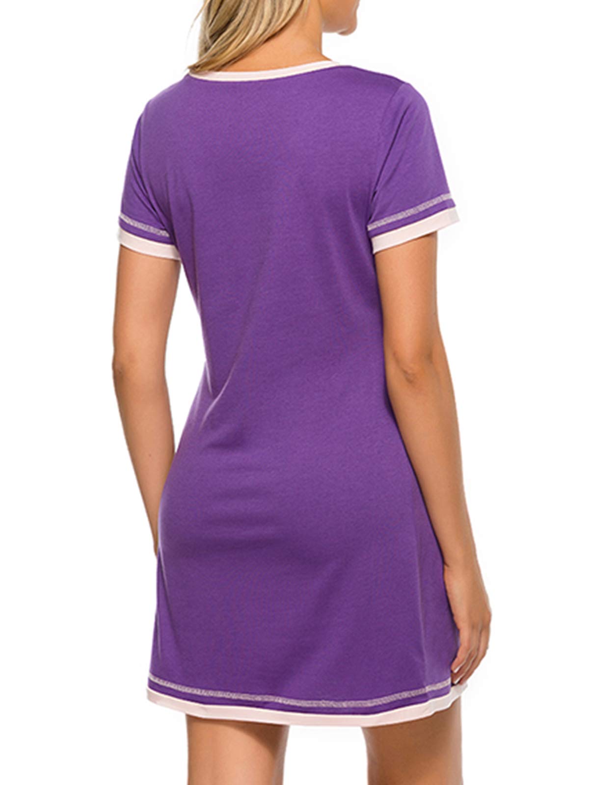 Century Star Women's Short Sleeve Nightgown - Soft Sleepwear T-Shirt Style Pajama Top in Purple (X-Large) for Lounge, Sleep & Relaxation at Home