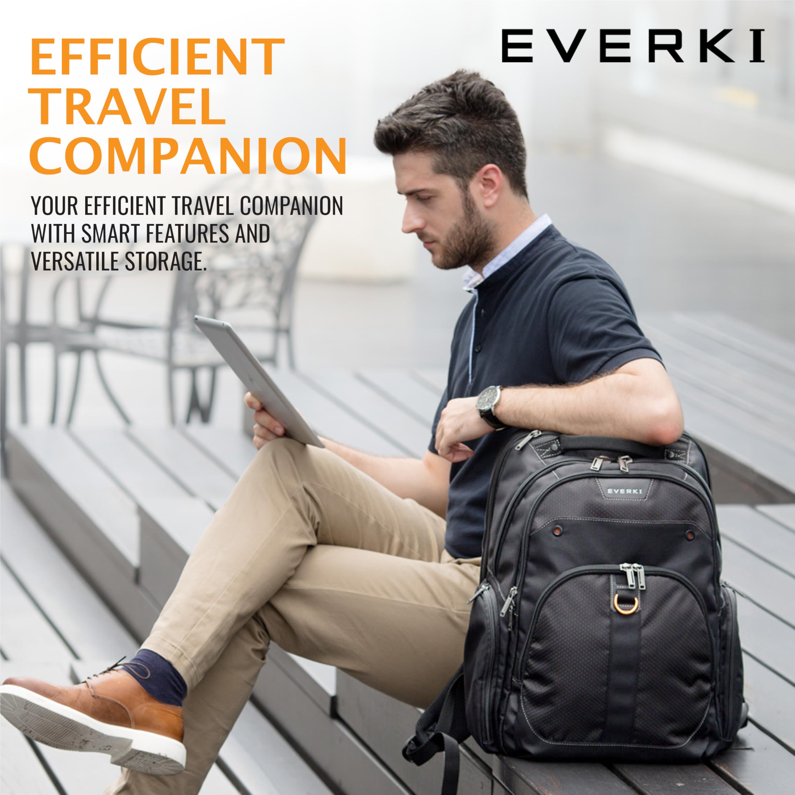 EVERKI Atlas Business Laptop Backpack for Men & Women - 32L Spacious Travel-Friendly Work Backpack with Adjustable 13