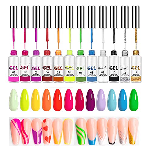 Glow in the Dark Gel Nail Polish Set - 12 Vibrant Colors (Green, Pink, Neon) for 3D Nail Art & Fluorescent Painting | Long-Lasting Luminous Nail Polish Kit for UV/LED Curing | Perfect for Night Parties, Raves & Creative Nail Designs