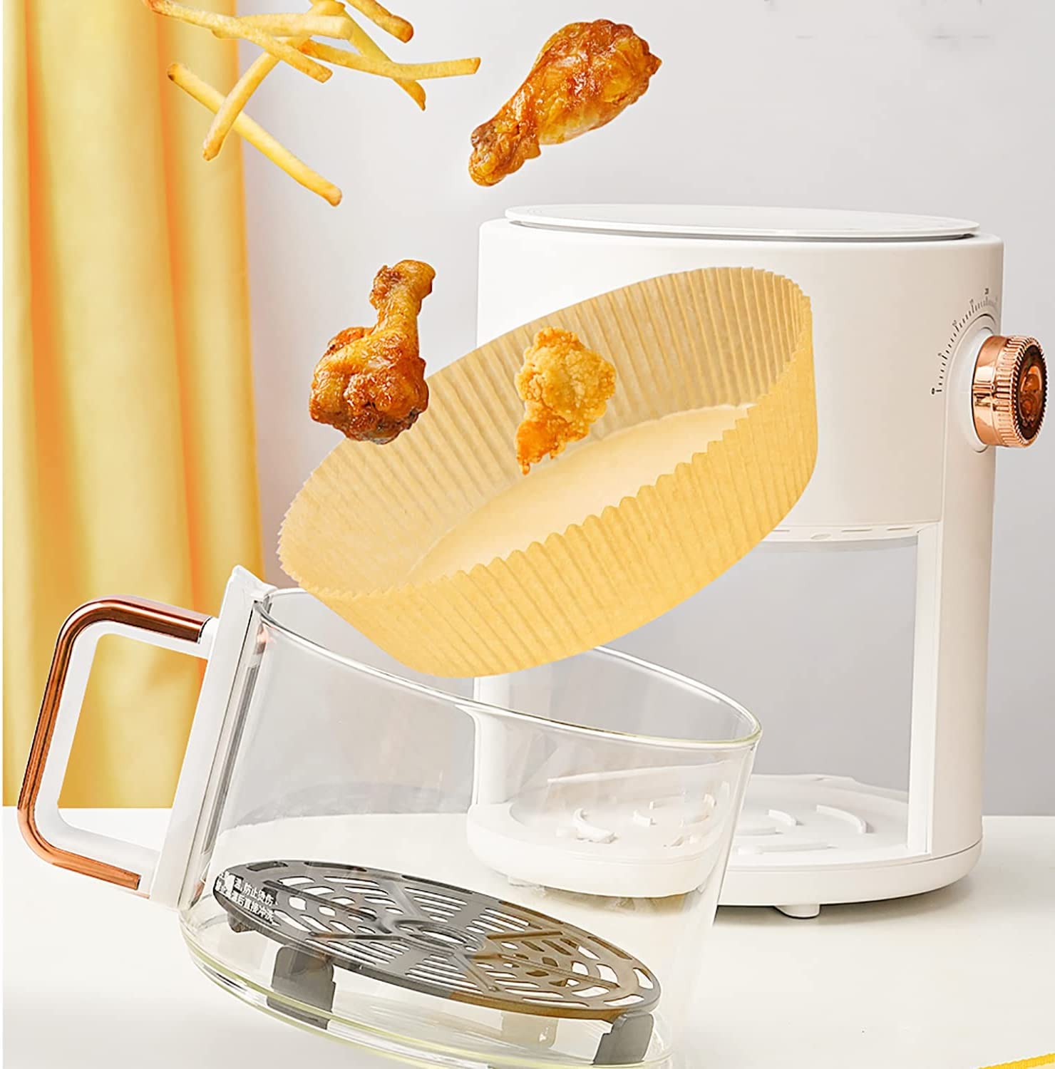 **JSSYCG 100-Pack Disposable Air Fryer Paper Liners, 6.3