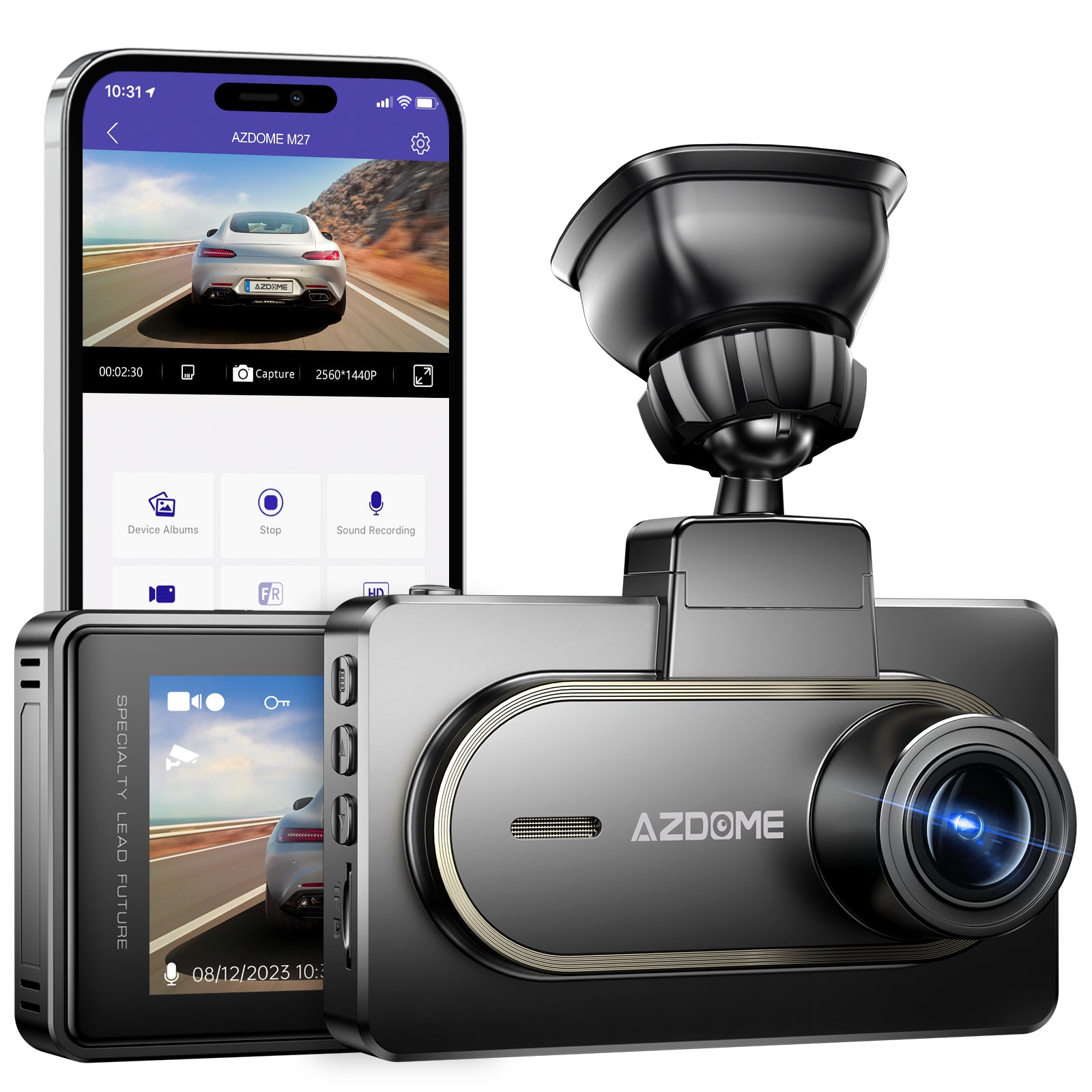 AZDOME M27 2K Dash Camera with 3