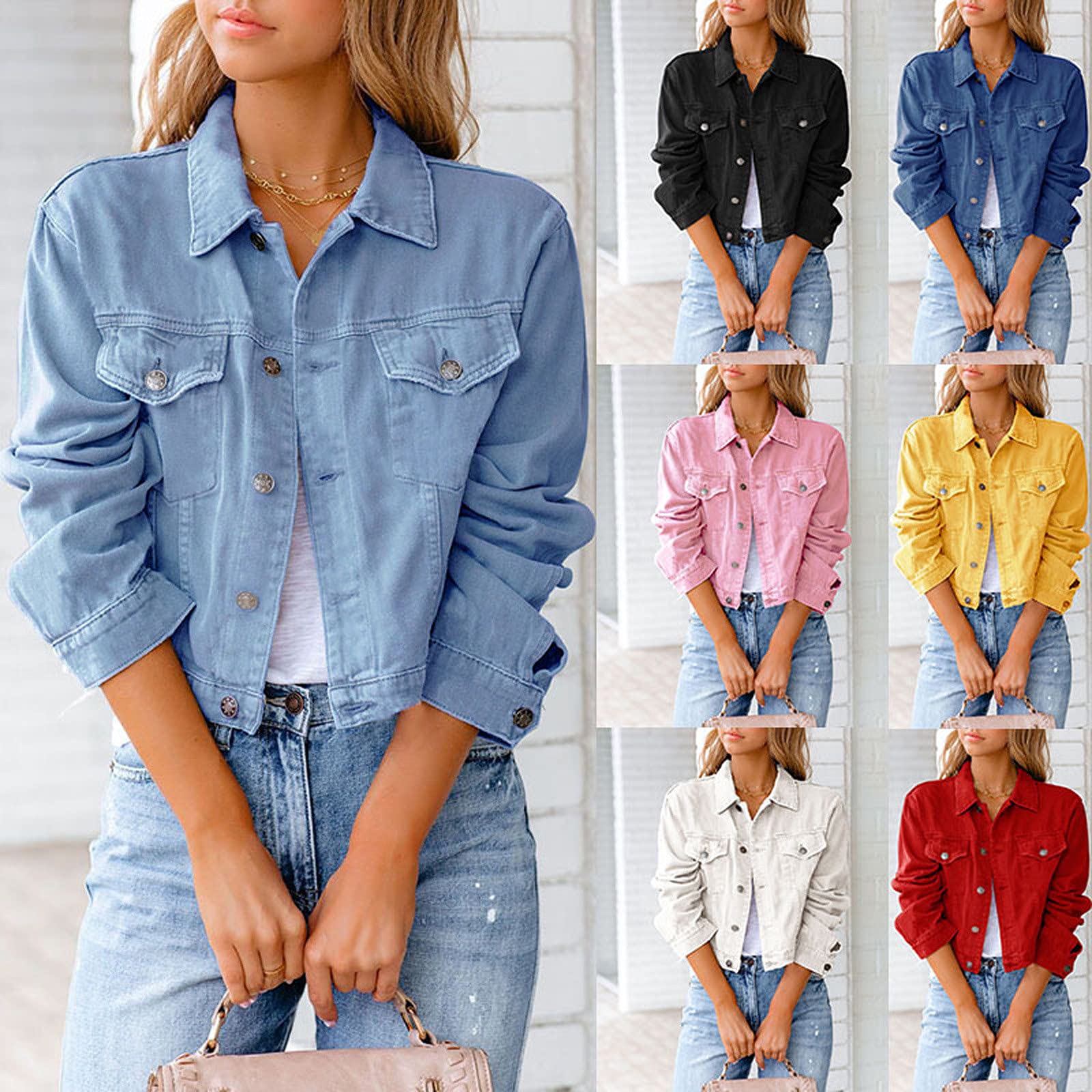 SERYU Women's Ripped Denim Jacket with Puff Sleeves - Frayed Slim Fit Cropped Jean Jacket for Casual Outfits, Streetwear & Spring Fashion