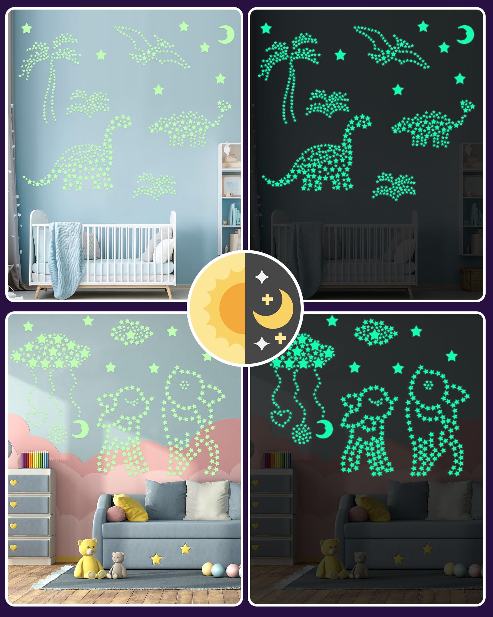 Glow in The Dark Stars Stickers - 201 Pcs Self-Adhesive Wall Decals for Kids Bedroom & Ceiling Decor - Perfect for Easter Basket Stuffers, Stocking Fillers & Room Makeover - Ideal for Boys Girls Ages 2-12 (Toddler to Preteen) - Create Magical Nighttime Scenes for Bedtime & Playrooms