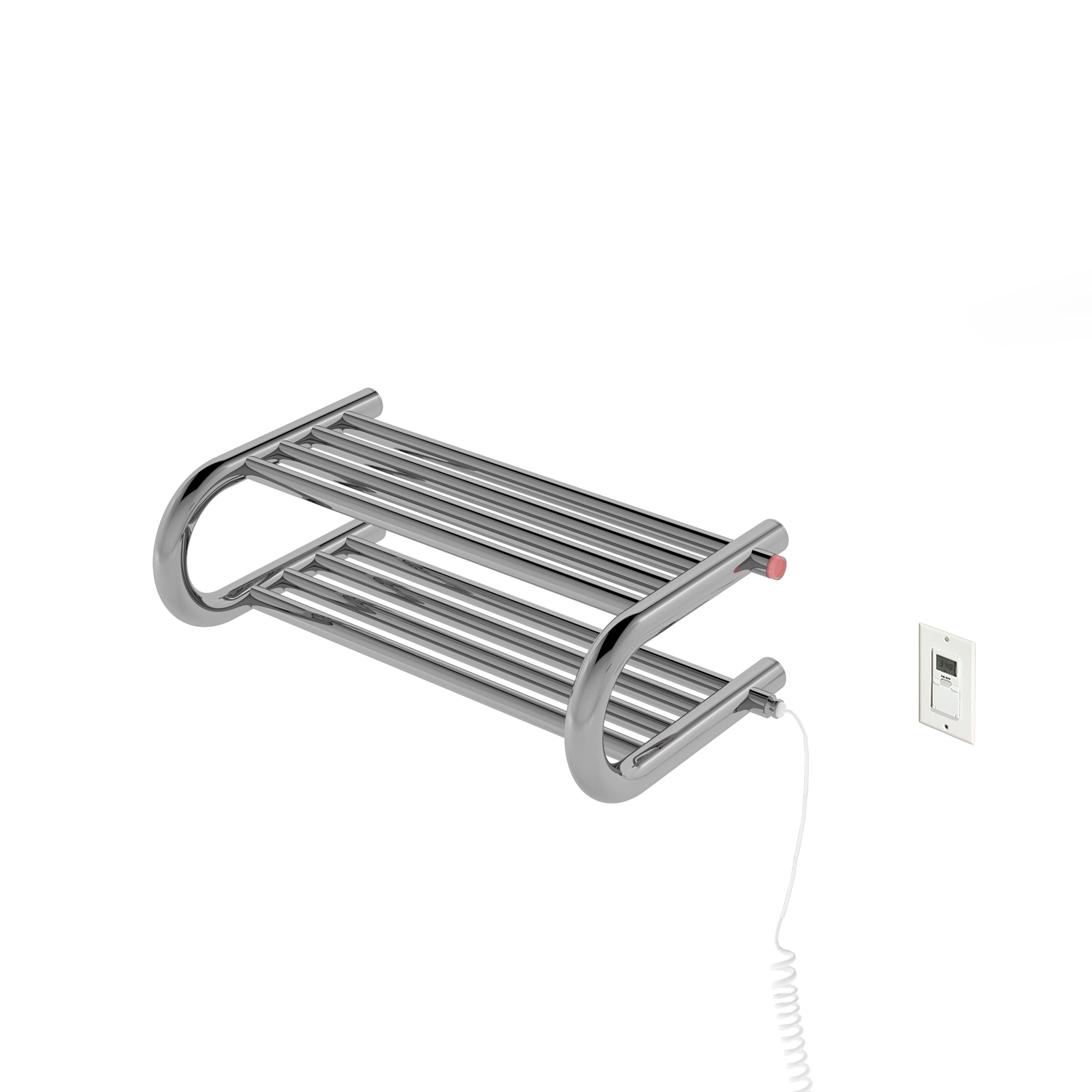 Essentia 8 Bar Hardwired & Plug-In Towel Warmer - Polished Stainless Steel with Timer - Perfect for Bathrooms, Spas & Luxury Homes
