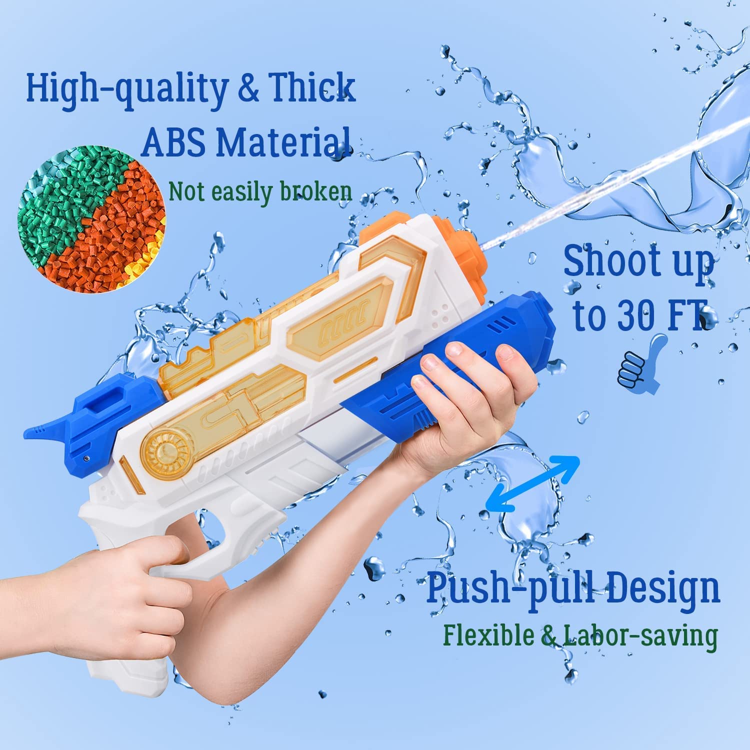 Balnore Super Soaker Water Gun for Kids & Adults - 2 Pack High-Powered Water Blaster with 32ft Range, Outdoor Pool Beach Toys for Summer Parties, Water Fights & Backyard Fun