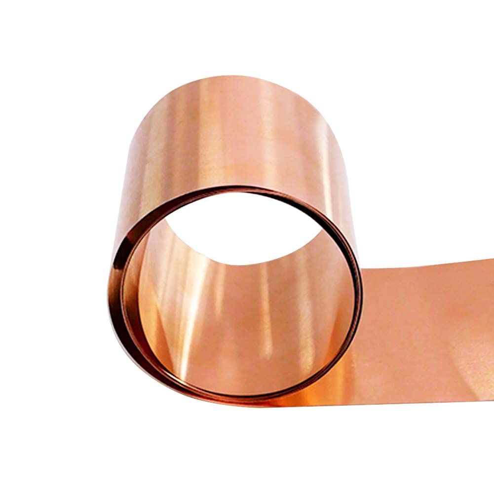 Ququyi Pure Copper Sheet Roll 0.5mm x 50mm x 1000mm - Soft Copper Metal Foil & Strip for Jewelry Making, Crafts, Electrical Projects & DIY Repairs