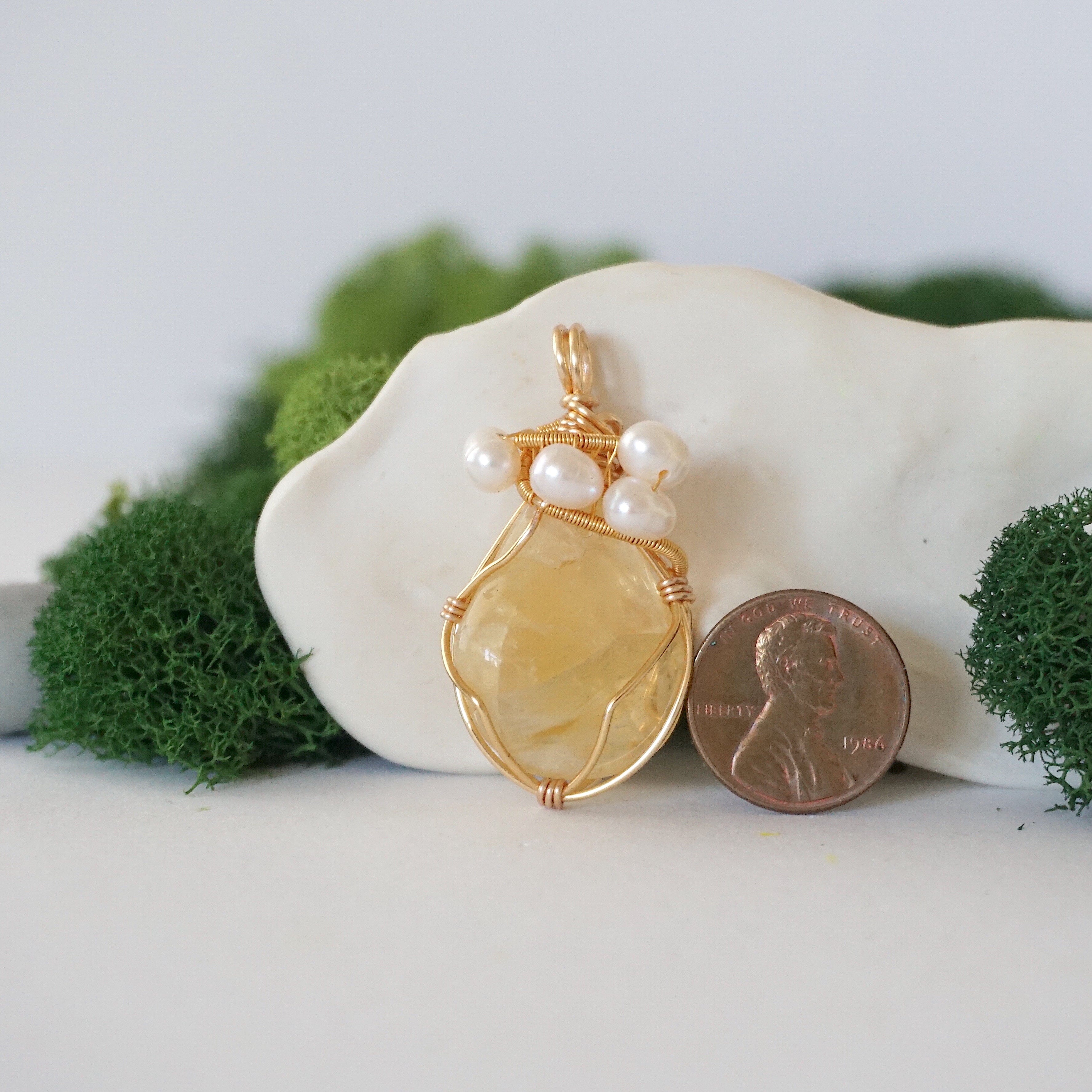 Natural Citrine & Pearl Necklace - 14K Gold Plated Jewelry for Women - Elegant Gift for Birthday, Anniversary & Special Occasions