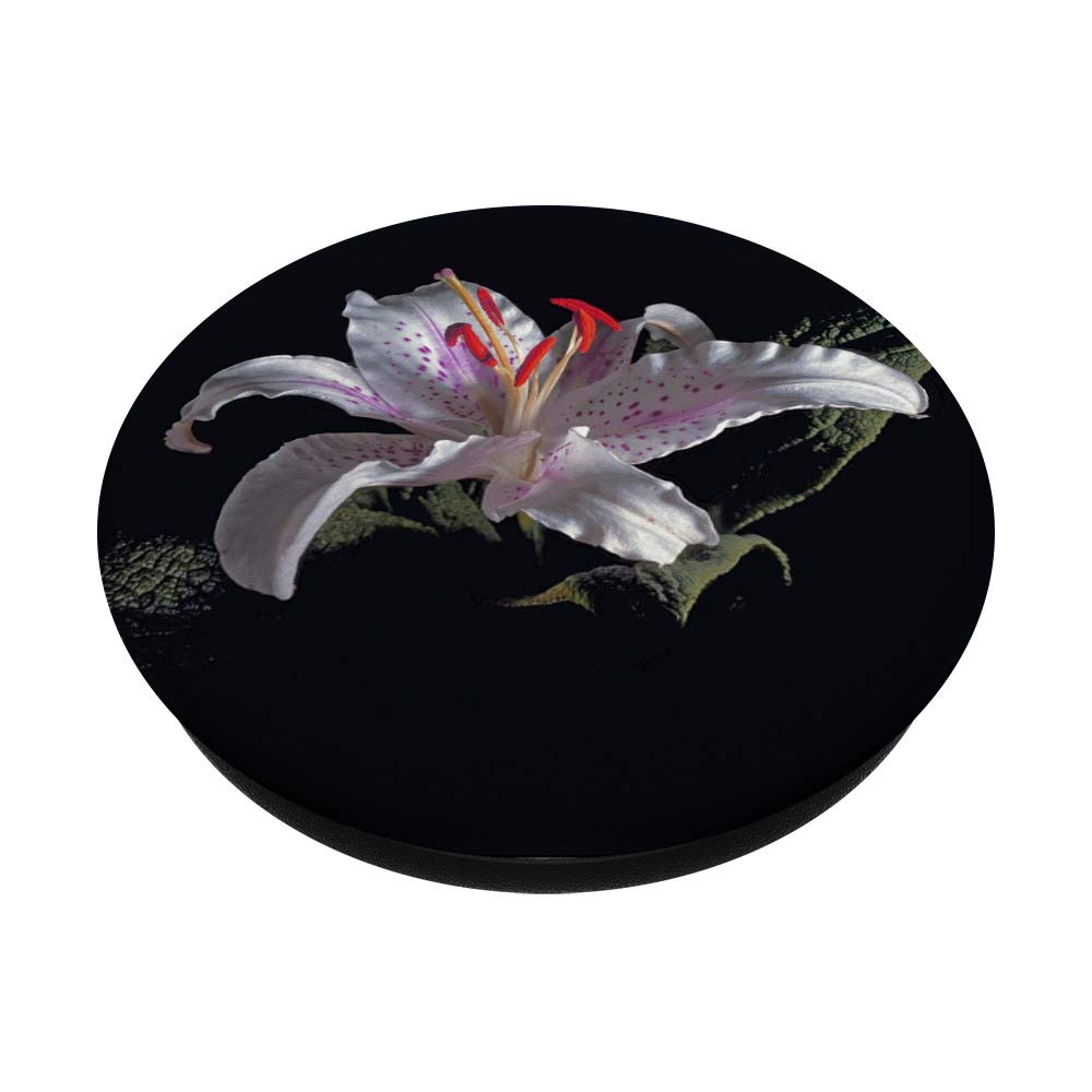 White Lily Floral PopSockets PopGrip - Interchangeable Phone Grip for iPhone, Samsung & Tablets | Perfect for Selfies, Video Calls & Secure Handling