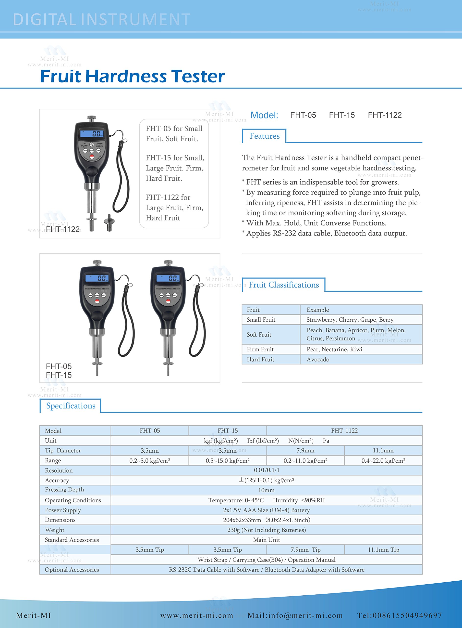 Fruit Hardness Tester Penetrometer - Portable Sclerometer 0.2-5.0 kgf/cm² for Measuring Strawberry, Pear, Avocado & Vegetable Ripeness - Perfect for Farmers, Grocers & Food Quality Control
