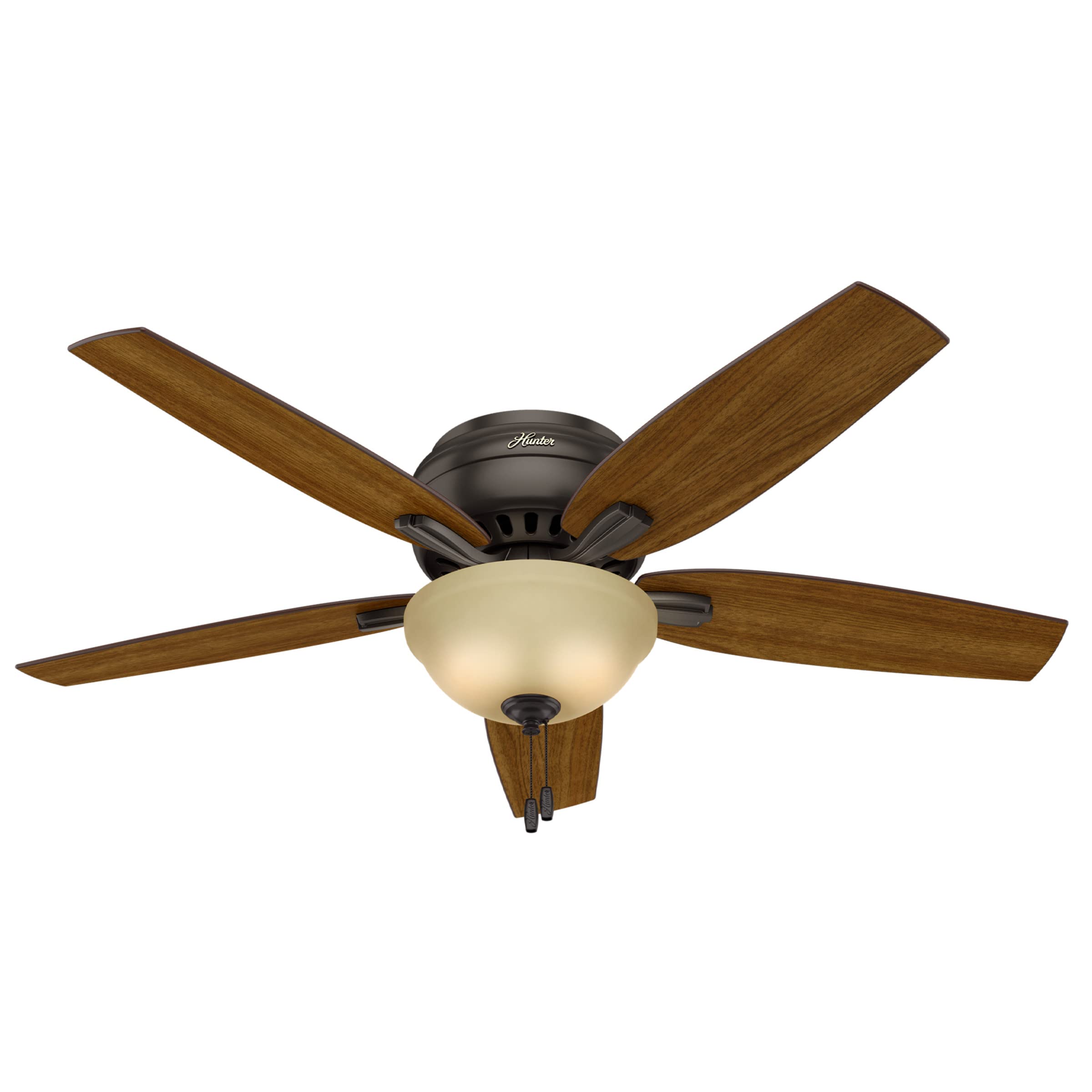 Hunter Fan Company 53314 52-Inch Newsome Premier Bronze Low Profile Ceiling Fan with LED Light Kit and Pull Chain - Perfect for Bedroom, Living Room, and Indoor Spaces