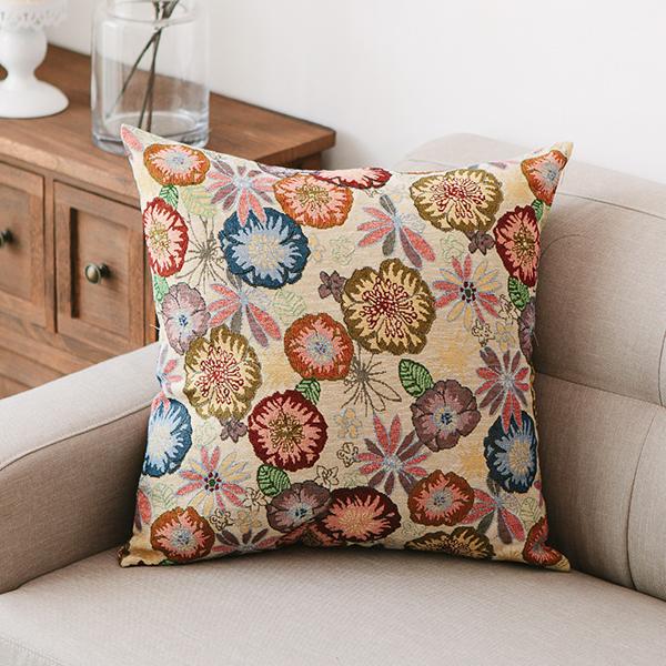 Bohemian Decorative Throw Pillows 18x18 - Geometric Pattern Chenille Couch Pillows for Sofa & Living Room - Soft Accent Pillows for Home Decor, Bedroom, Dorm