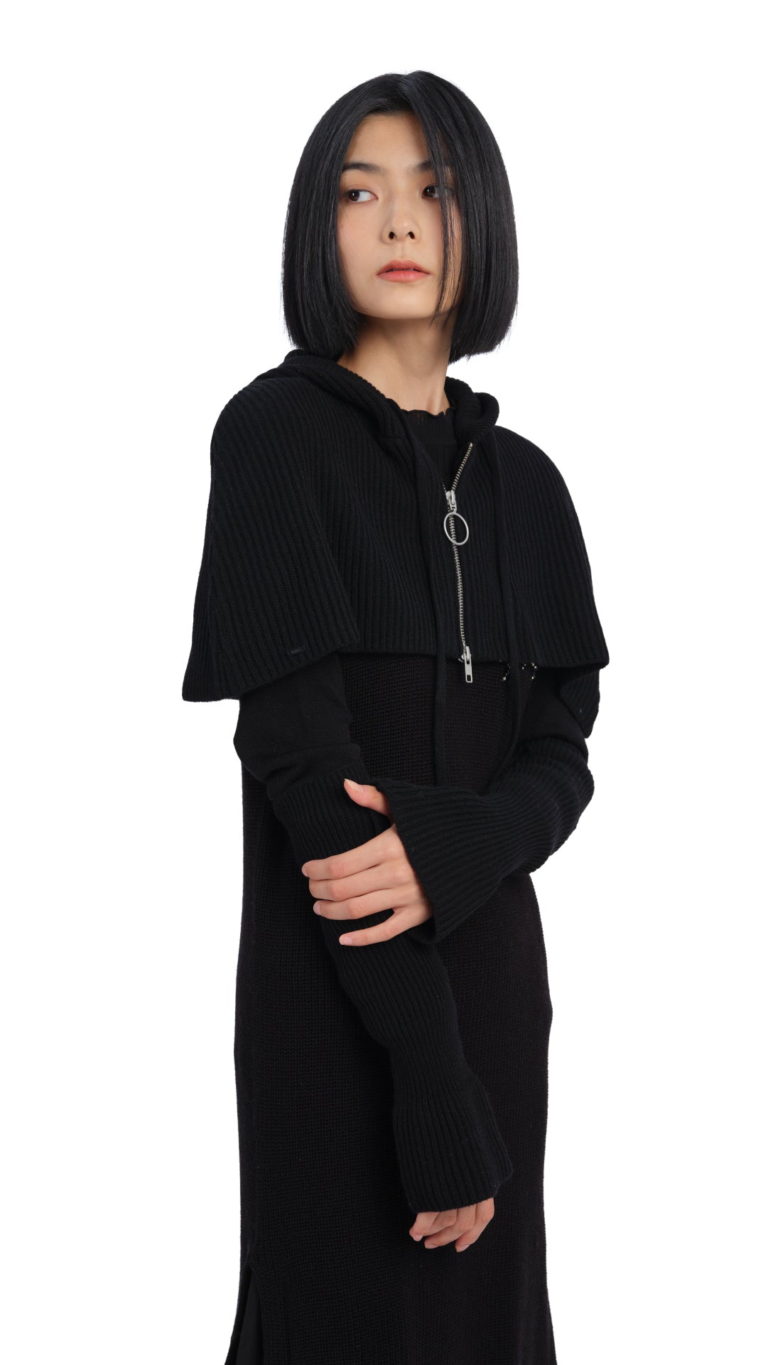 Cropped Hoodie Cape with Arm Warmers - Stylish & Cozy Women's Outerwear for Fall & Winter - Perfect for Layering, Outdoor Activities & Casual Wear
