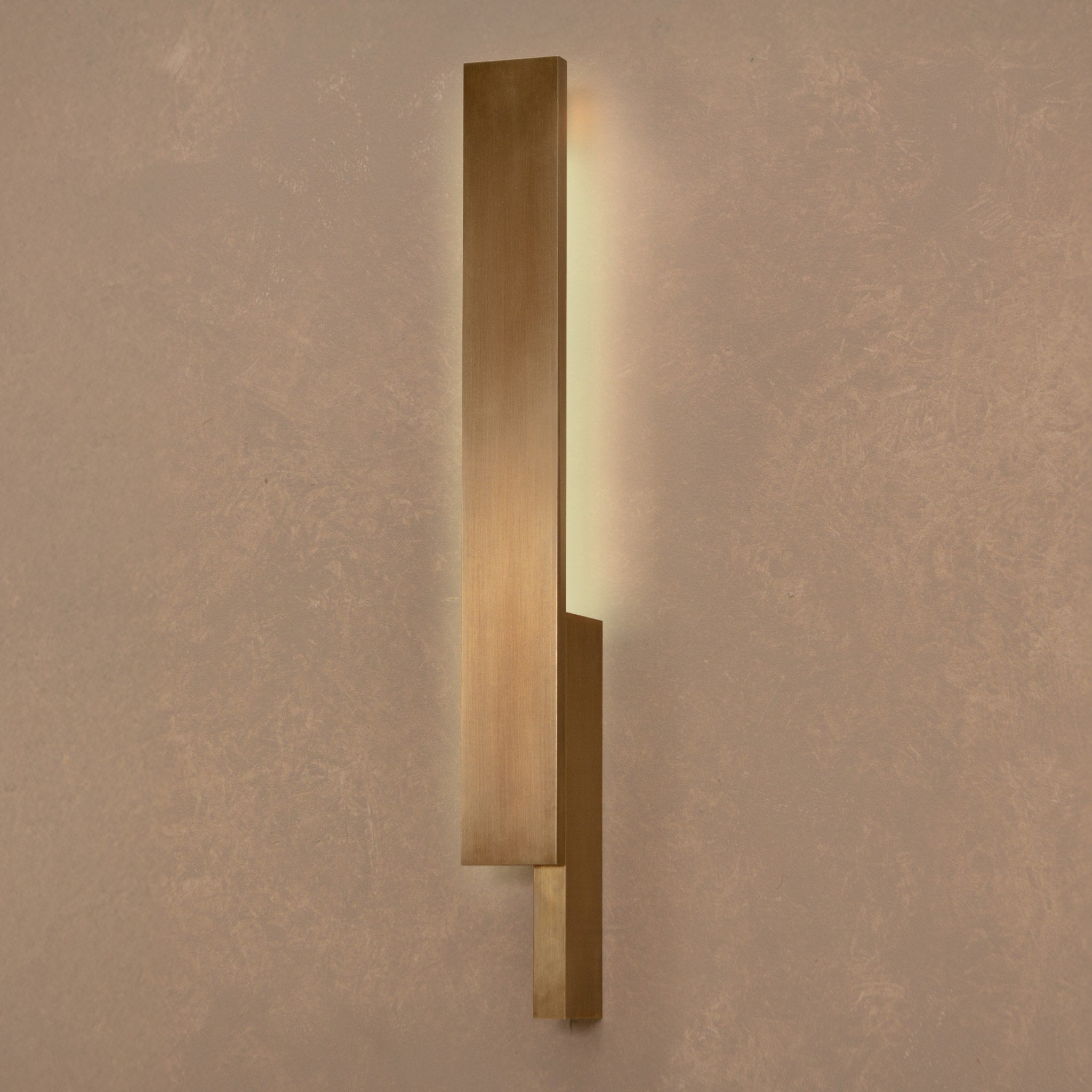PRE ORDER BEN TOVIM DESIGN Bloc Wall Sconce - Left Side Aged Brass Finish | Modern Wall Lighting for Living Room, Bedroom & Hallway