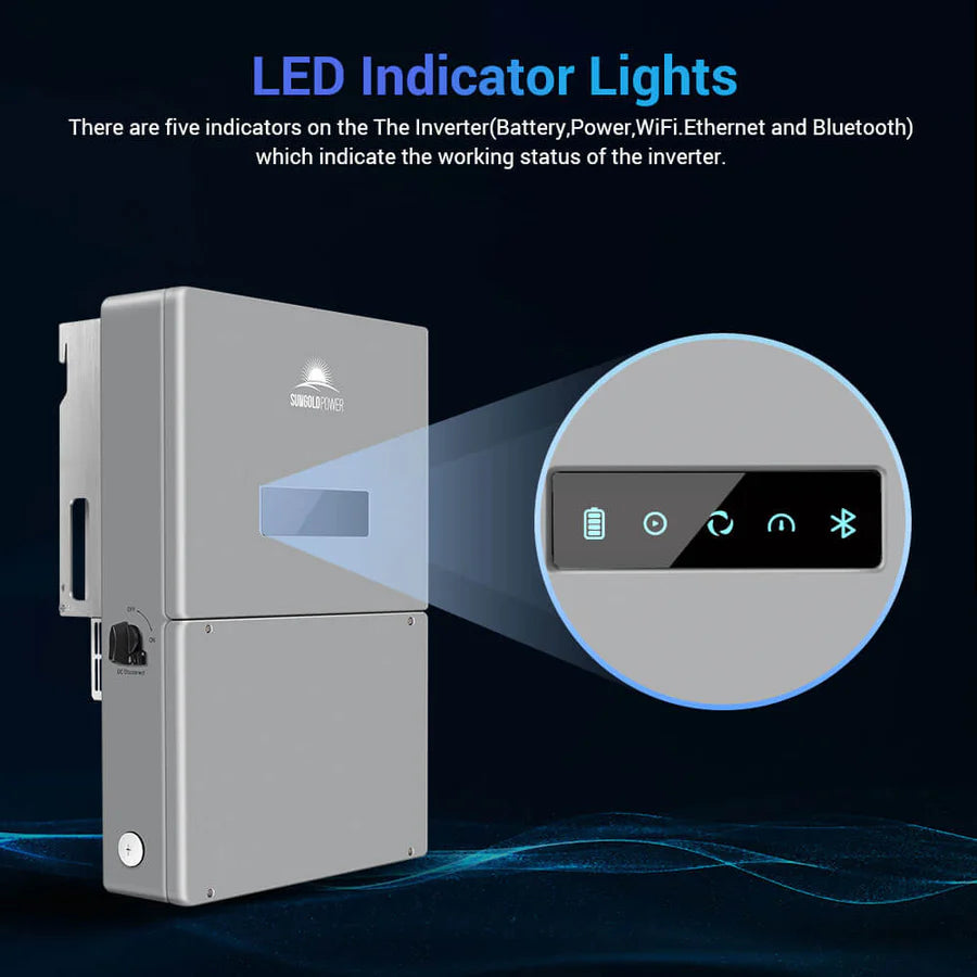 11.4KW Hybrid Solar Inverter with APS Transmitter - Split Phase High Voltage Power Converter for Home & RV Off-Grid Systems | Compatible with Solar Panels & Battery Backup
