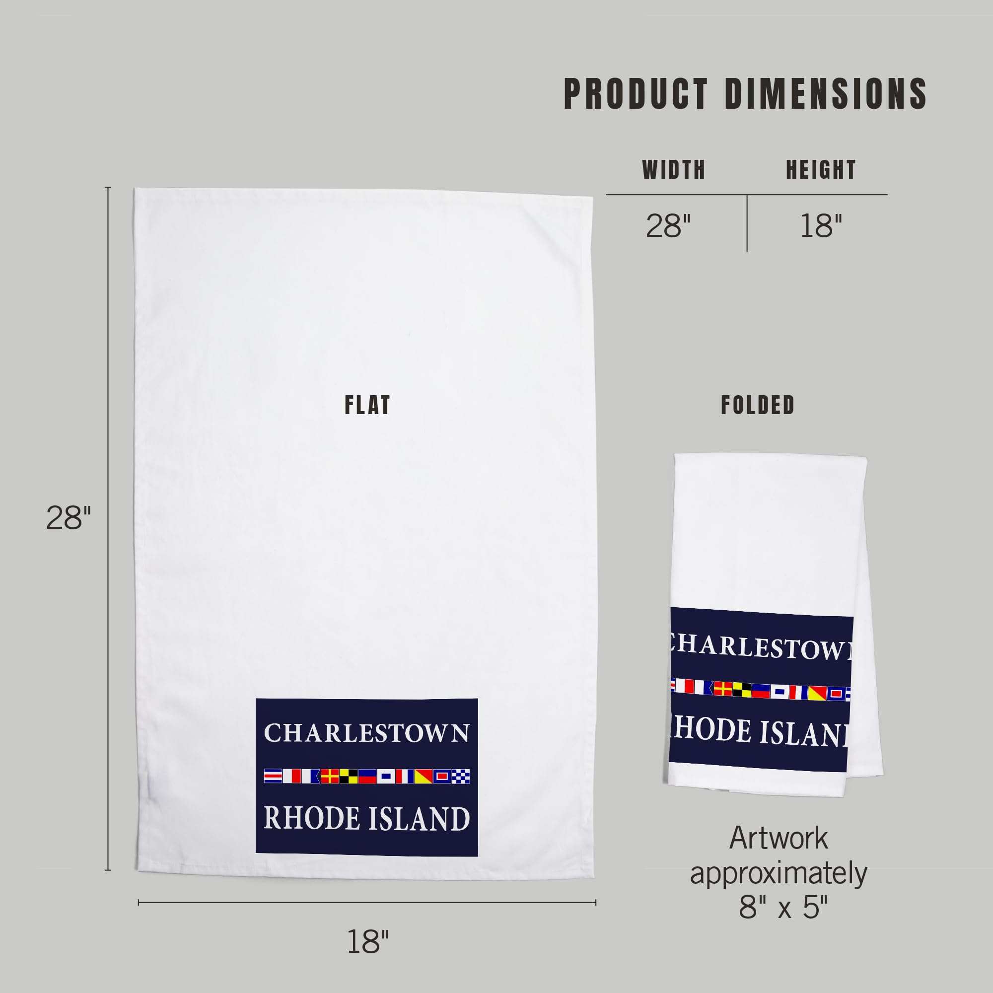 Lantern Press Charlestown Rhode Island Nautical Flags Cotton Tea Towel - 100% Cotton Decorative Hand Towel for Kitchen, Bathroom & Home Decor - Perfect for Dish Drying, Gift Giving & Coastal Themed Decor