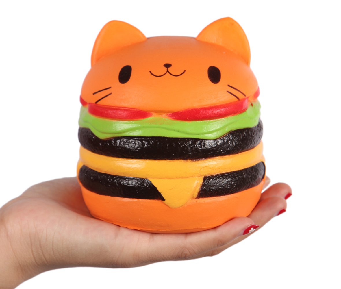 Anboor Kawaii Squishy Cat Hamburger Toy for Kids - Slow Rising Stress Relief Gift