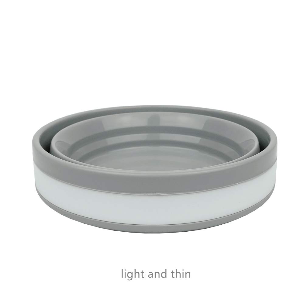 Collapsible Food Storage Containers with Lids - 32oz/950ml Silicone Containers for Travel, Camping & Hiking | Space-Saving, Leak-Proof, BPA-Free | Perfect for Meal Prep, Picnics & Outdoor Adventures (Grey)