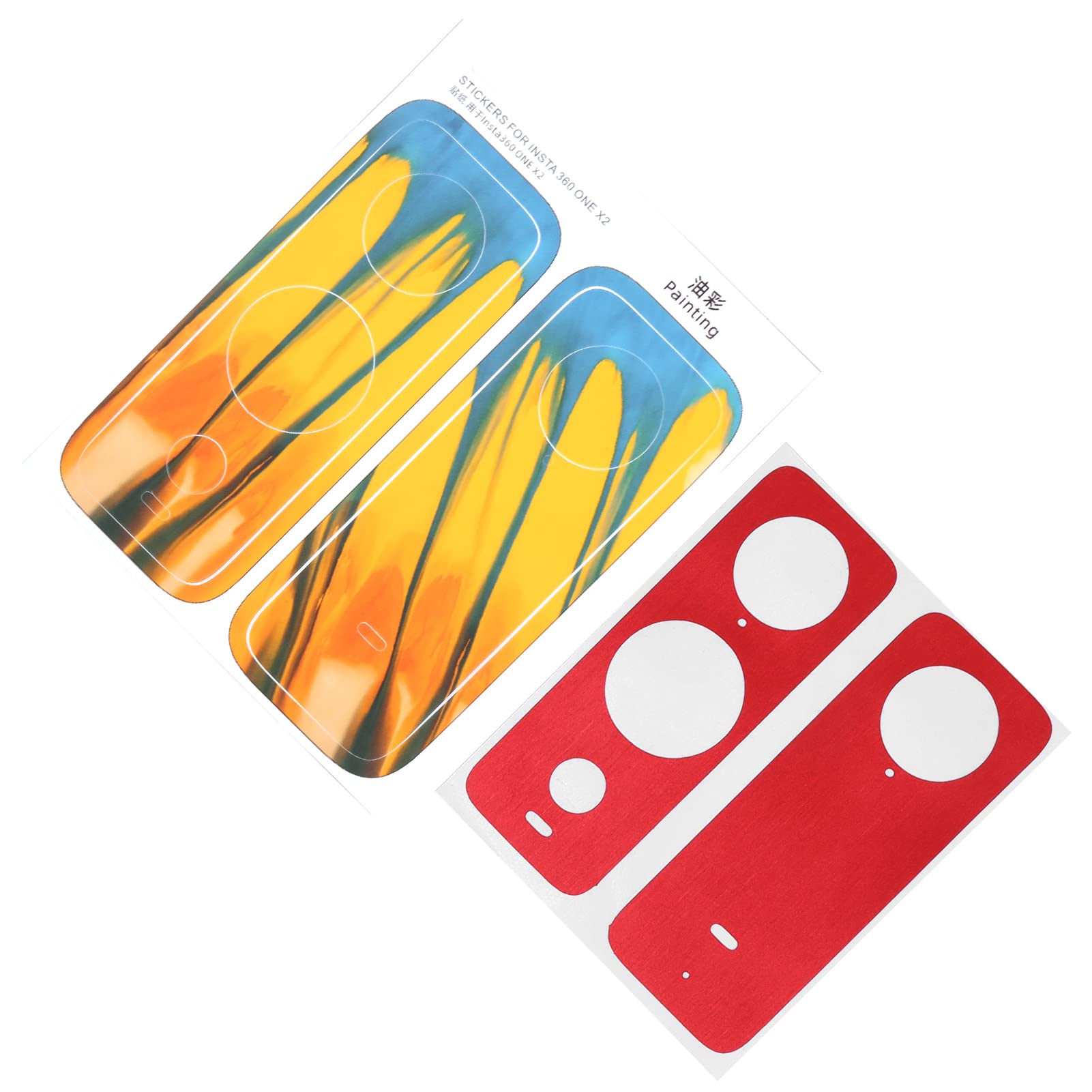 SWOQ Anti-Scratch PVC Stickers for Insta360 One X2 Camera - Bubble-Free, Durable Protection (Oil Paint & Brushed Red) - Perfect for Action Sports, Travel Vlogging, and Outdoor Adventures
