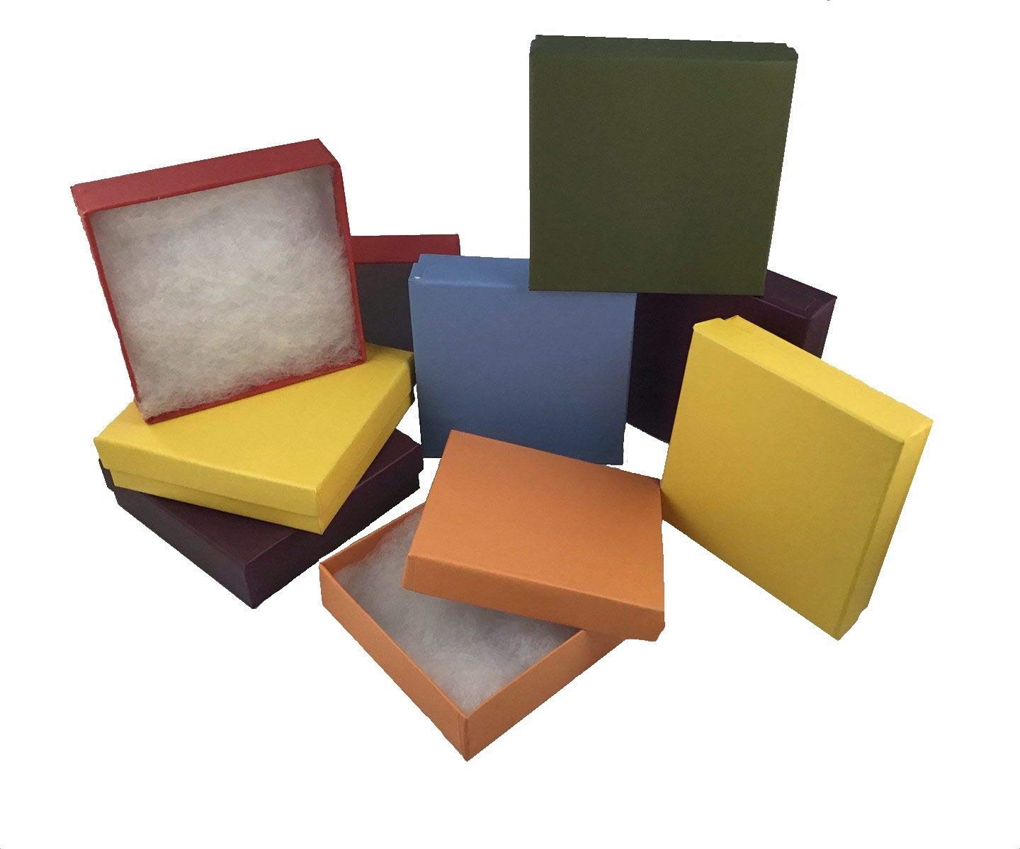 N'icePackaging - 100 Pcs Assorted Matte Color Cotton Filled Jewelry Gift Boxes for Bracelets, Watches & Necklaces - 8