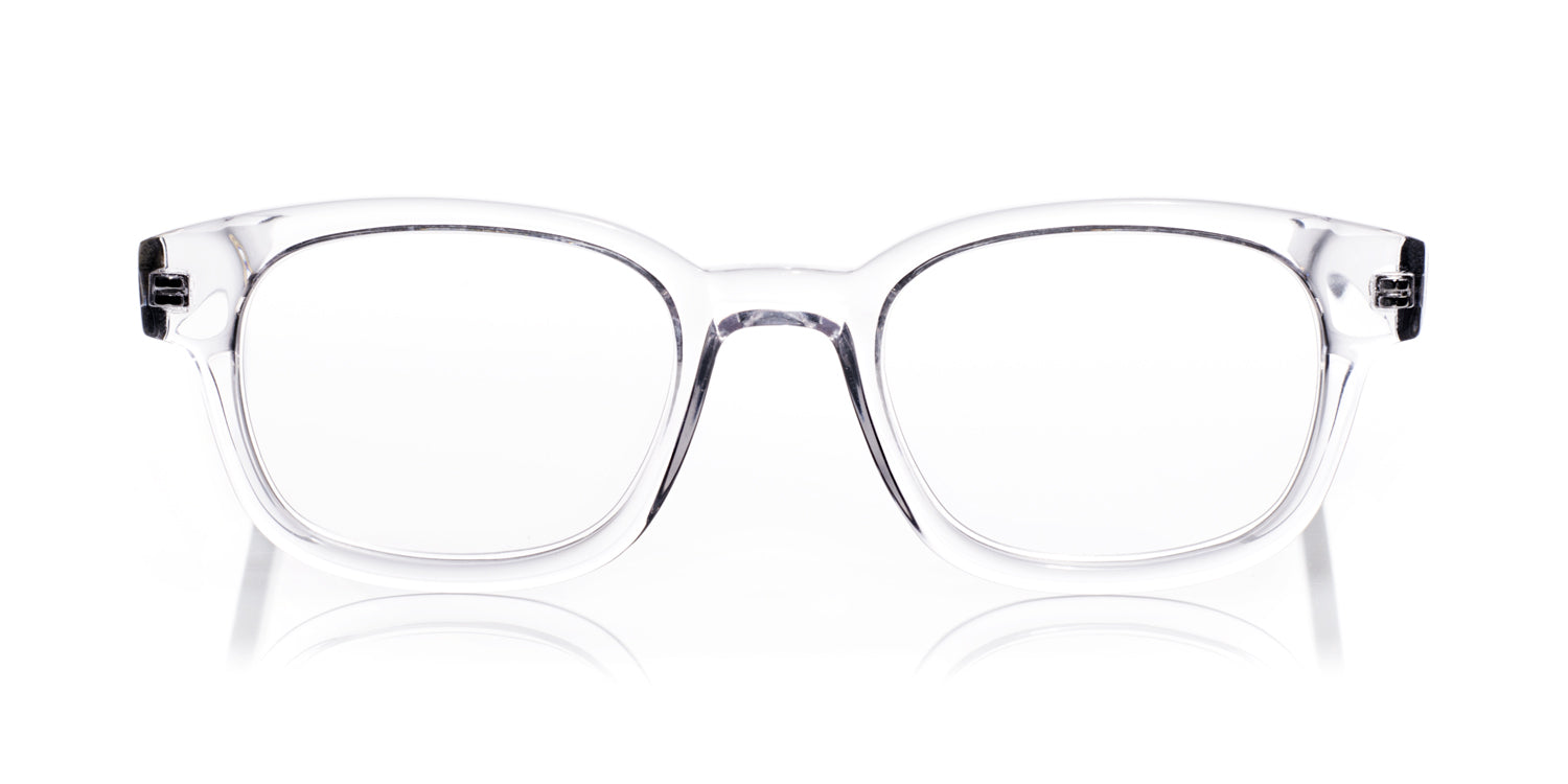 Biff Narrow Color 20 Eyeglass Frames - Crystal Clear Front with Demi Tortoise Temples - Lightweight & Stylish for Work, Reading & Everyday Wear