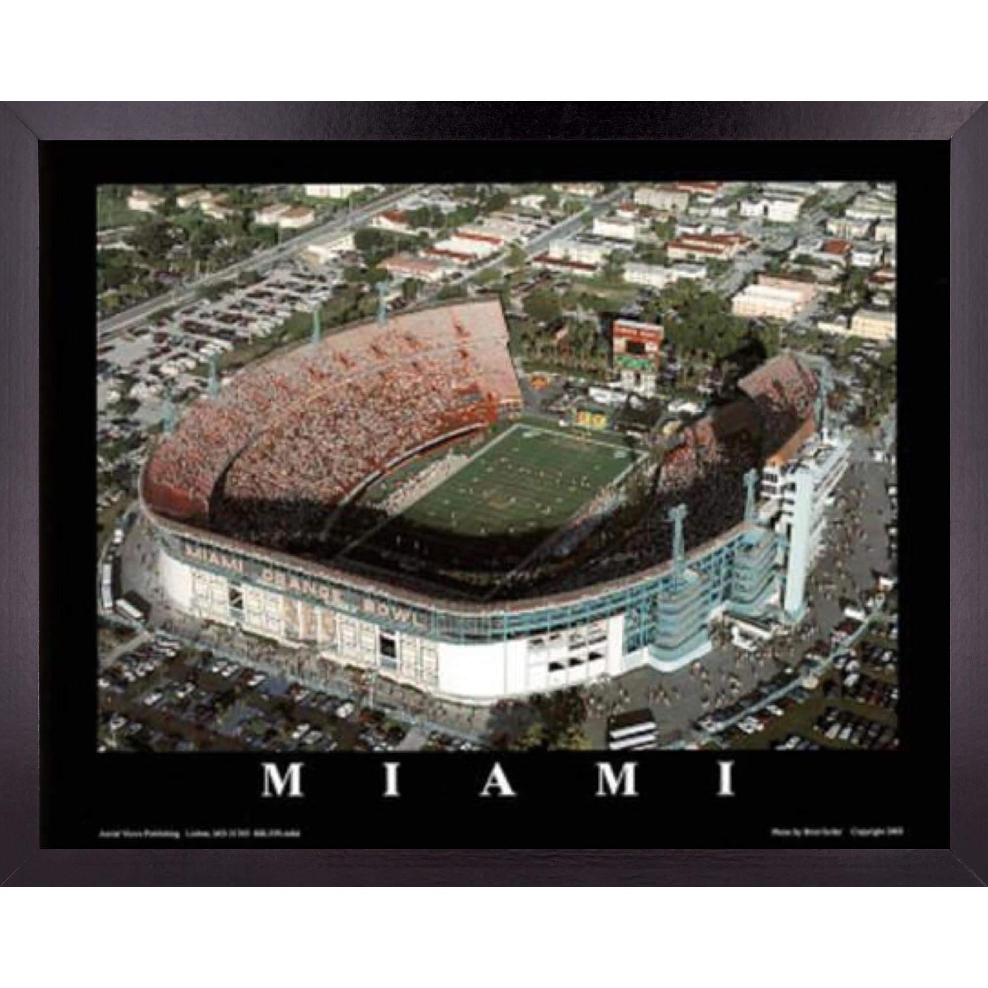 Vintage Miami Football Stadium Poster - Orange Bowl 2003 Game Field Wall Art Decor | 23x29 Inches Framed Print | Perfect Gift for College Football Fans | Ideal for Bedroom, Dorm, Man Cave & Sports Bar Decor