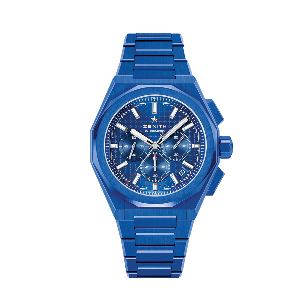 Defy Skyline Chronograph 160th Anniversary Edition - 42mm Ceramic Watch with Blue Dial, Stainless Steel Bracelet & Extra Rubber Strap | Luxury Sports Watch for Men, Perfect for Business, Diving & Everyday Wear