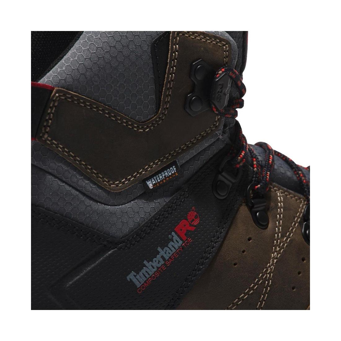 Switchback 6 Inch Composite Toe Waterproof Work Boots for Men - Brown/Grey Safety Shoes for Construction, Hiking & Outdoor Work