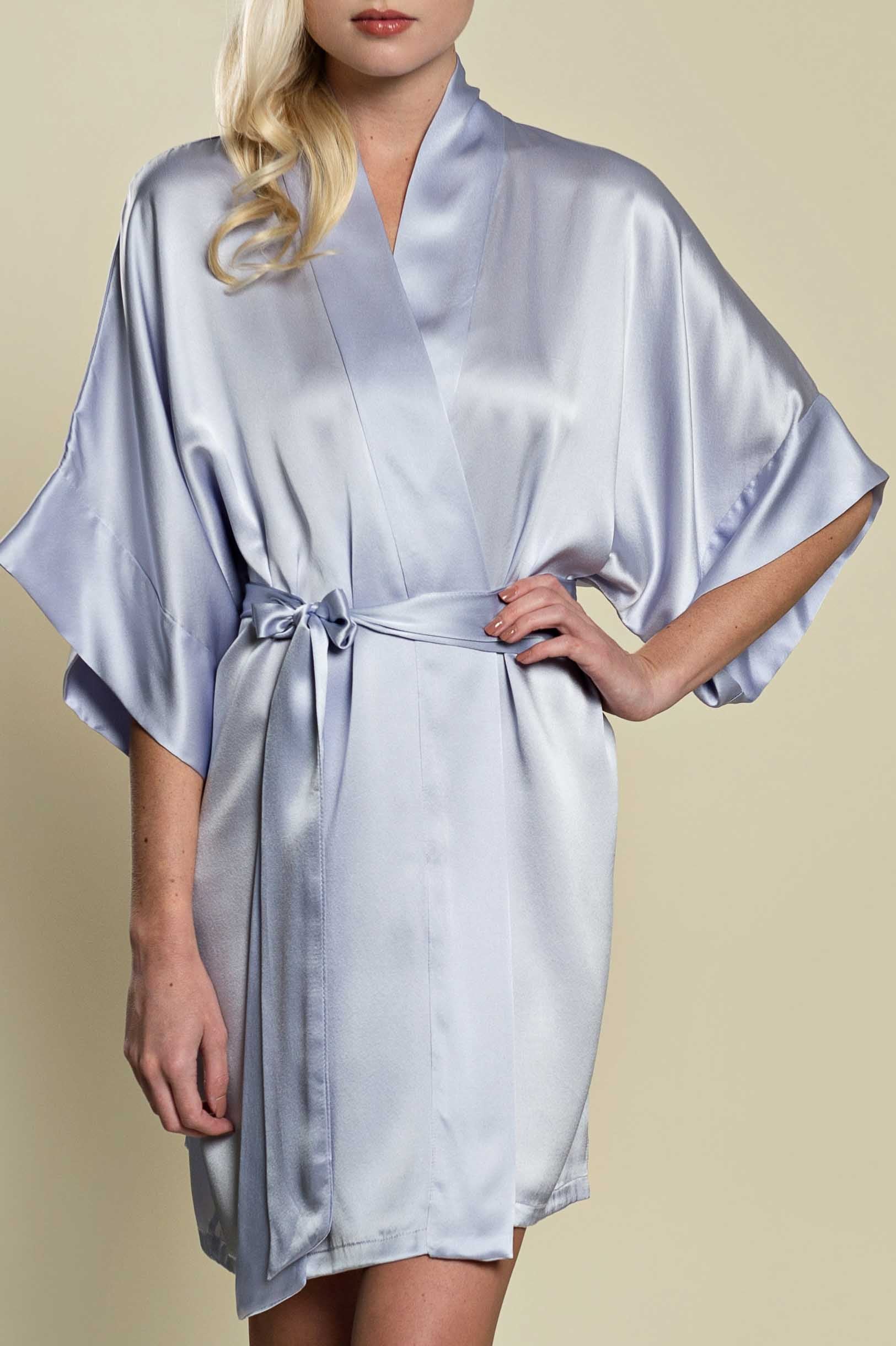 Lavender Purple Samantha Silk Kimono Robe - Elegant Women's Loungewear for Spa, Bridal & Home Relaxation | Style 300