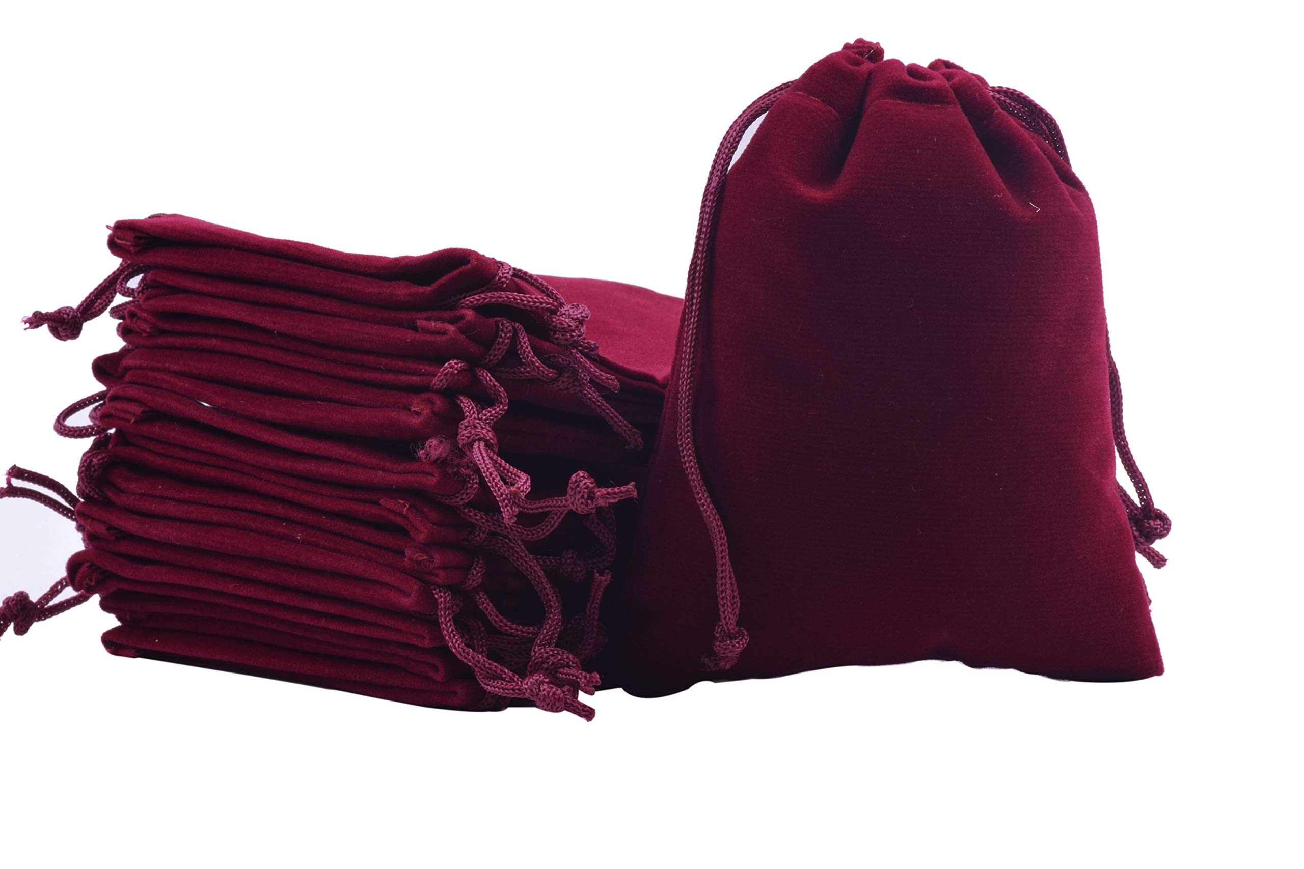 20 Pack Velvet Wine Drawstring Gift Bags - Elegant Jewelry Pouches for Wedding Favors, Party Gifts, Candy Bags (5.2x7.2 Inches) - Perfect for Bridal Showers, Birthday Parties & Holiday Presents