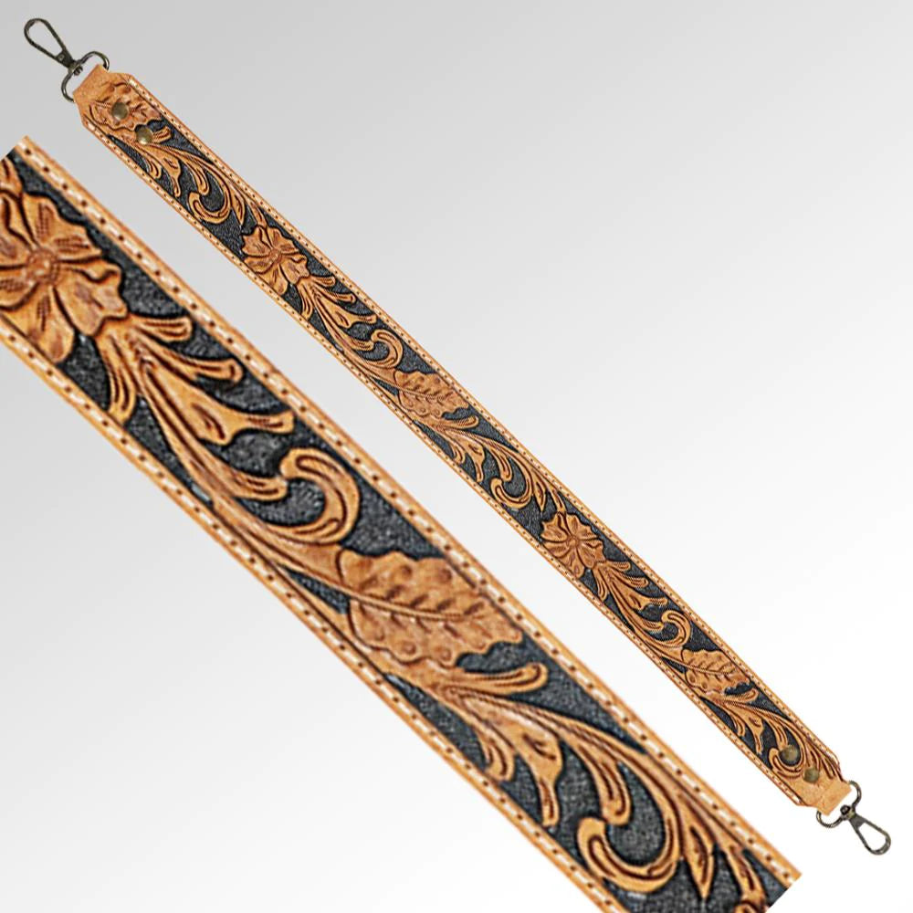 American Darling Genuine Leather Tooled Purse Strap - Western Style Handbag Crossbody Strap for Women, Perfect for Cowgirl Fashion & Boho Accessories