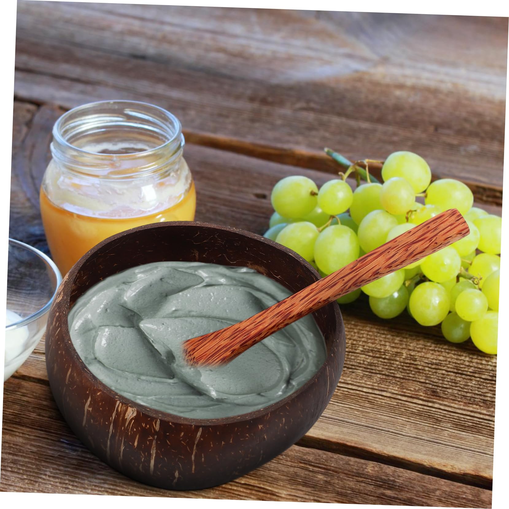 Organic Coconut Shell Mask Mixing Bowl & Spatula Set - Natural Beauty Tools for DIY Face Masks, Travel-Friendly Skincare Essentials (Perfect for Spa, Facial Treatments & On-the-Go Beauty Routine)