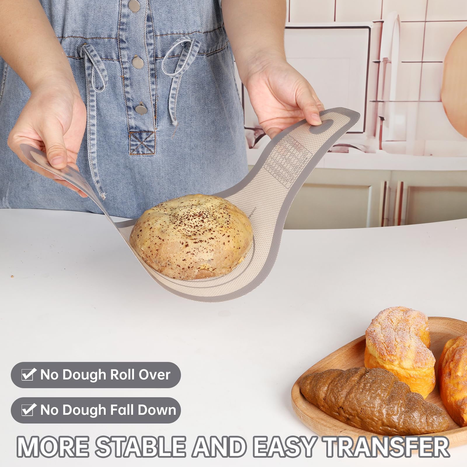 2-Pack Non-Stick Silicone Bread Sling for Dutch Oven - Long Handle Reusable Baking Mat Set, Easy Clean Bread Transfer Tool for Sourdough & Artisan Loaves (Grey) - Perfect for Home Bakers & Bread Making Enthusiasts