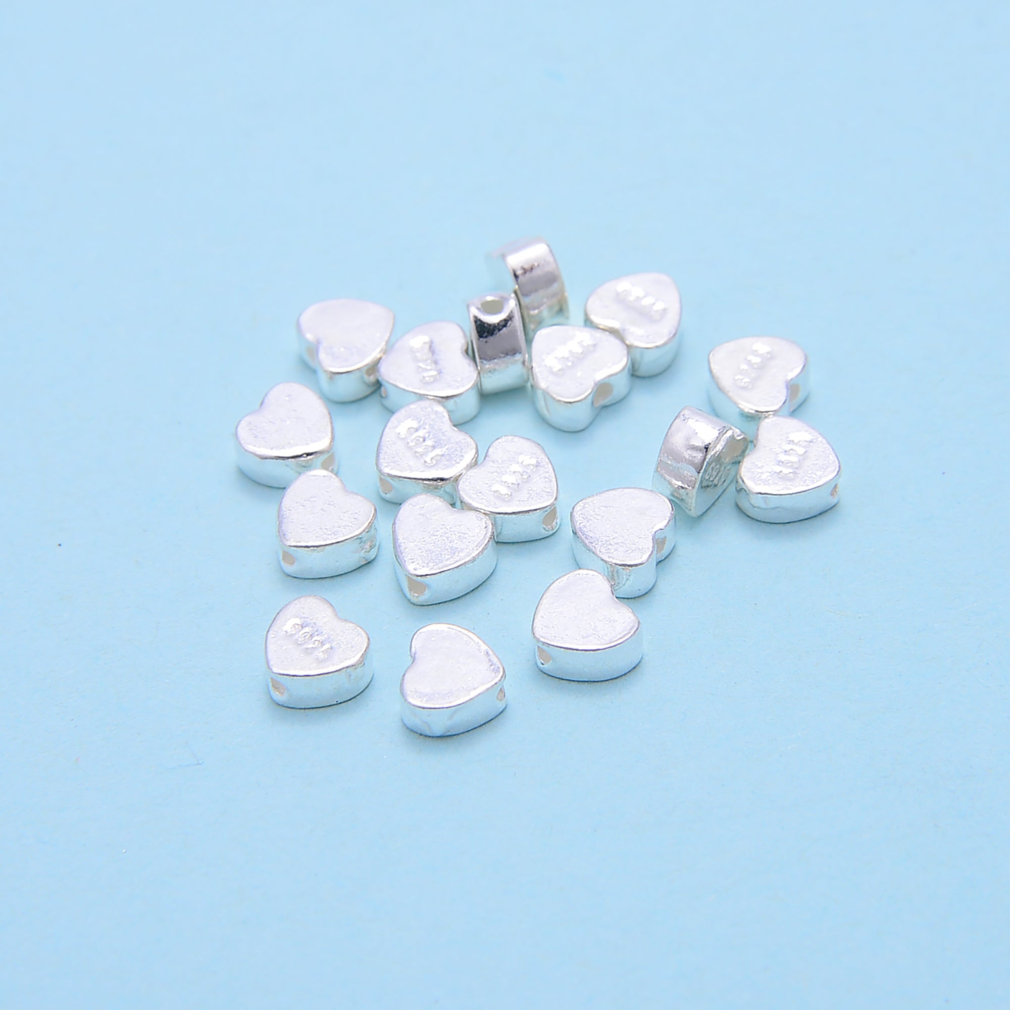 925 Sterling Silver Heart Shape Beads - 5mm Size (7 Pieces/Bag) - Perfect for Jewelry Making, DIY Crafts & Bracelet Charms