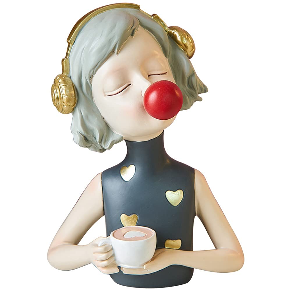 Modern Bubble Girl Resin Statue - Gray Large Home Decor for Living Room, Bedroom & Office | Stylish Decorative Ornament for Women's Space & Gift Idea