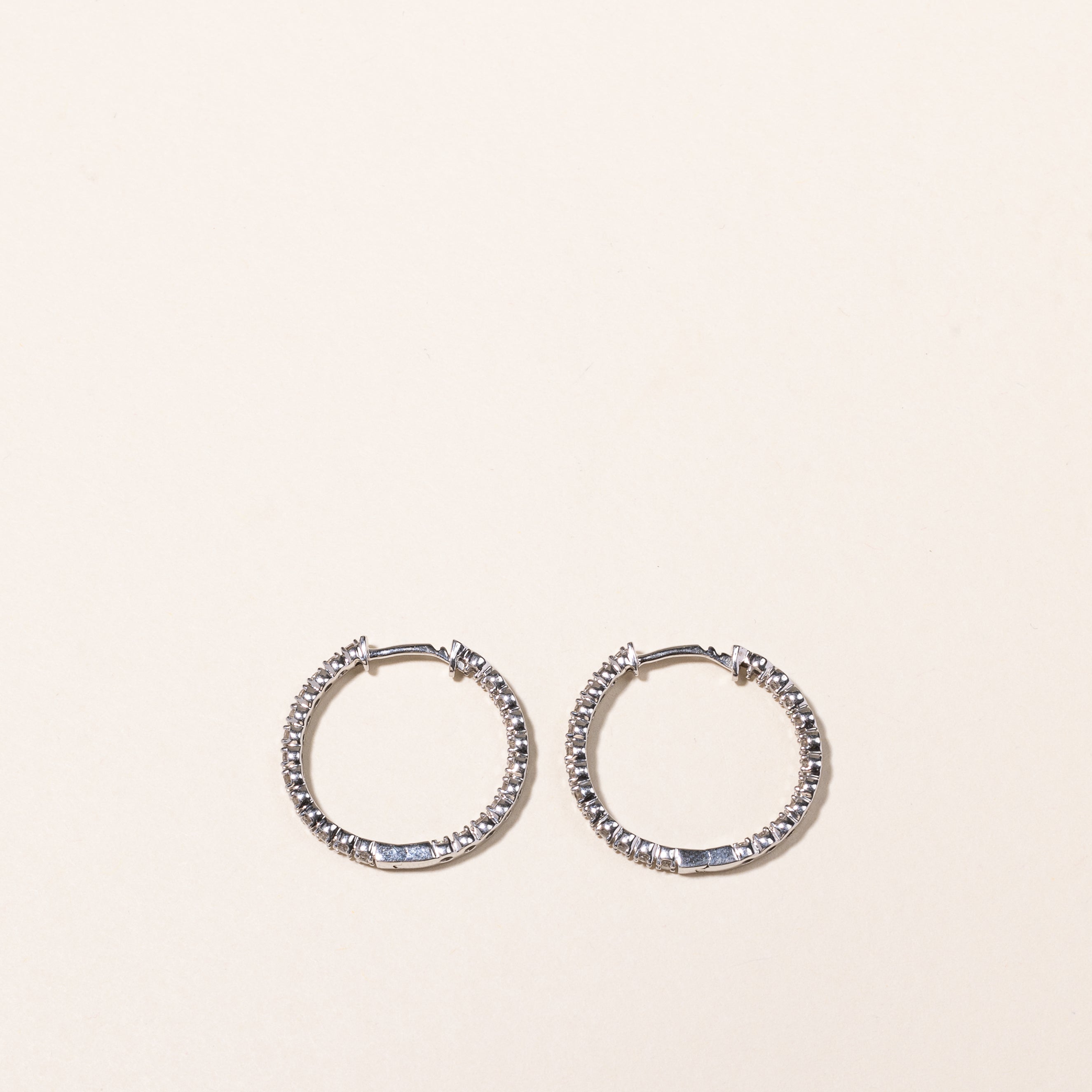 10K White Gold Diamond Hoop Earrings for Women - 1.04ctw Round Cut Studs - 22mm Dangle Hoops | Perfect for Weddings, Parties & Everyday Elegance