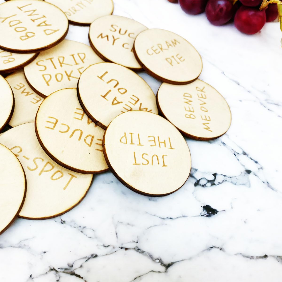 **20Pcs Funny Couples Tokens - Romantic Date Night Game, Wedding Anniversary & Valentine's Gift - Wooden Activity Tokens for Adults (Pack of 3, Round) - Perfect for Intimate Evenings, Bachelorette Parties & Spicing Up Relationships**