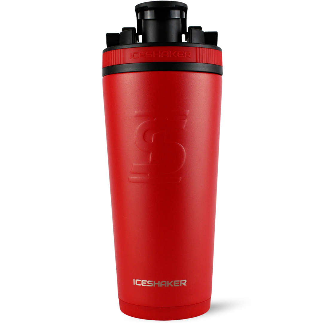 26oz Custom Insulated Stainless Steel Ice Shaker Bottle - Red | Leakproof Gym Water Bottle for Protein Shakes, Workouts & Outdoor Activities