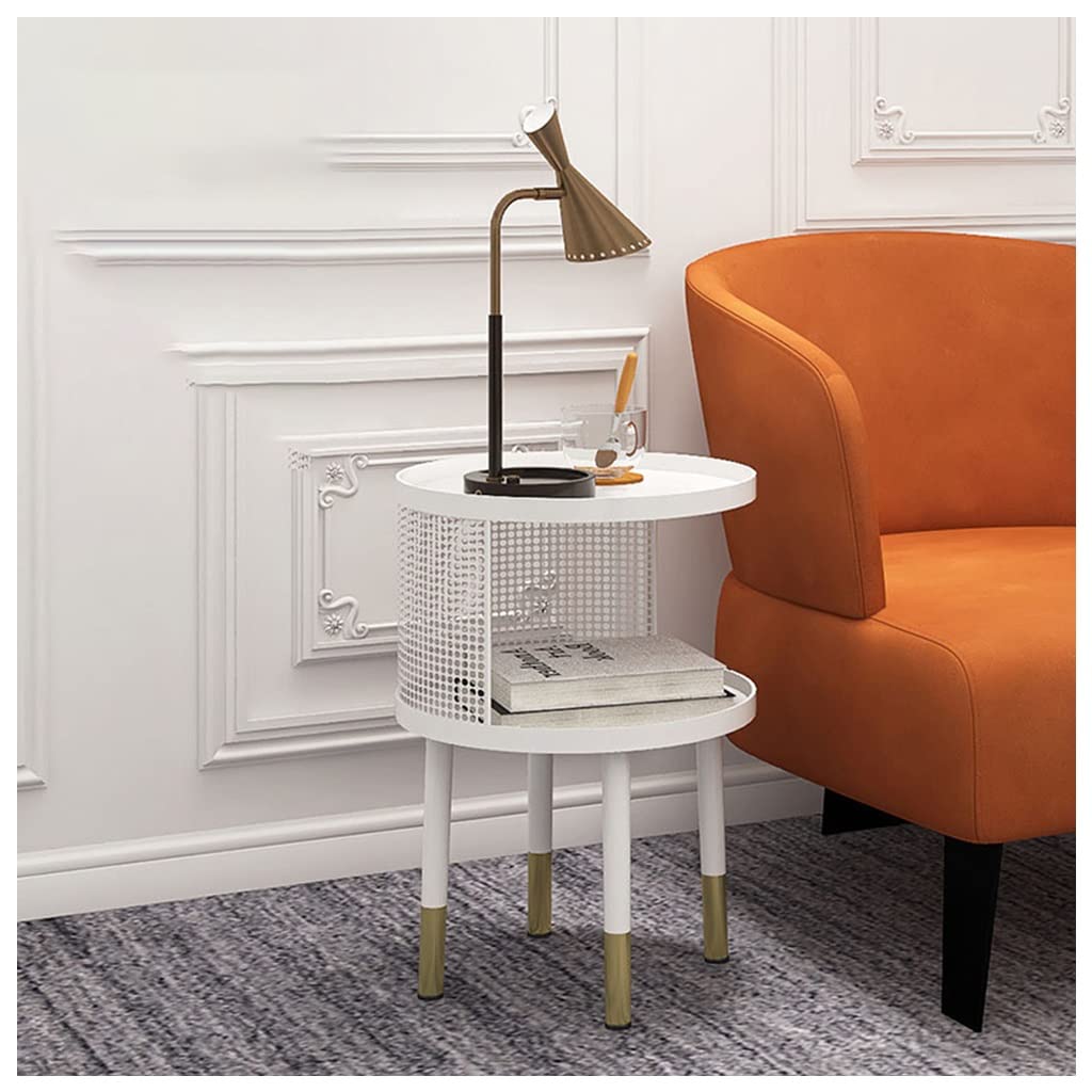 Modern Nightstand with Hollow Design - White Small Bedside Table for Bedroom, Balcony & Living Room | Space-Saving Storage Cabinet & End Table for Coffee, Books & Decor (Size A)