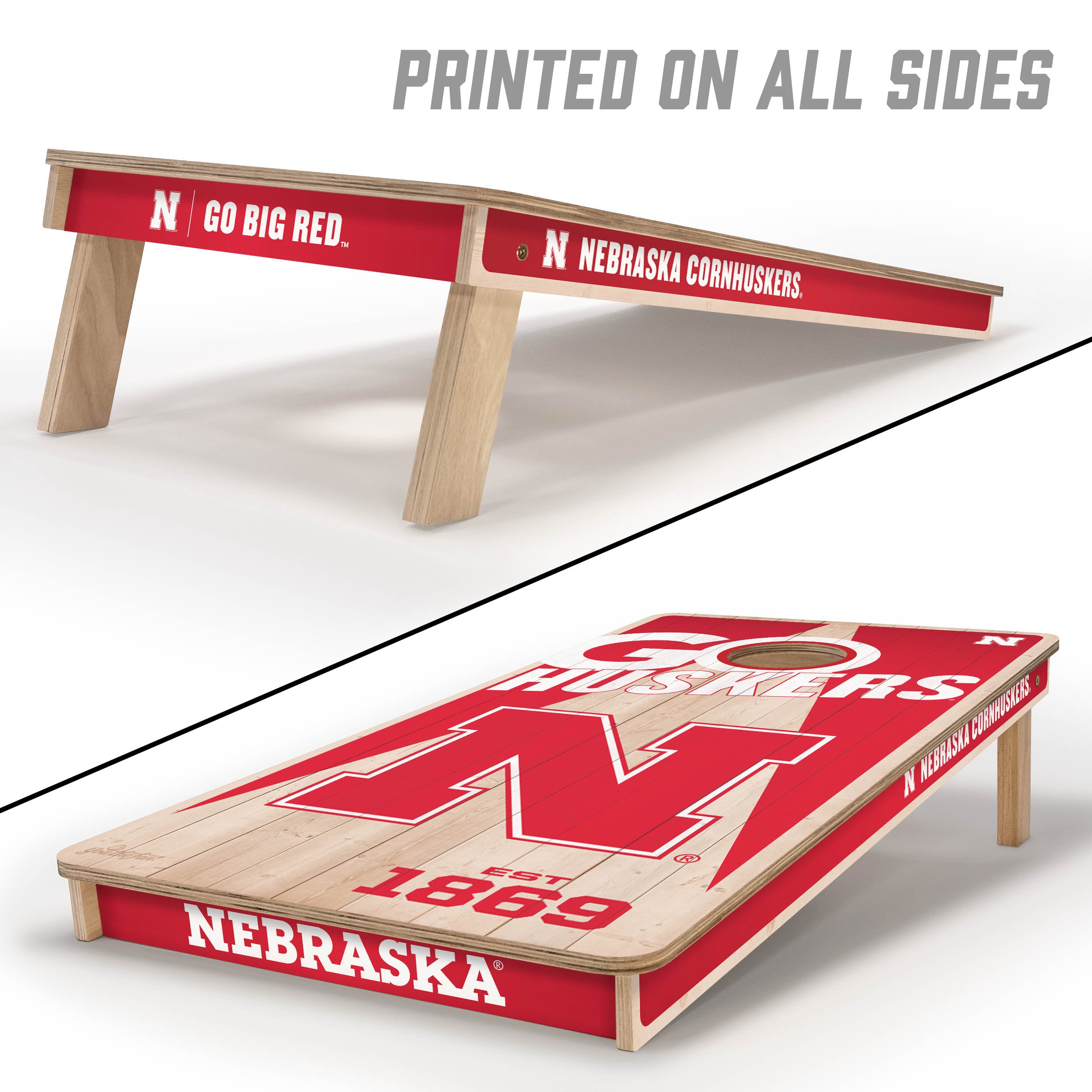 Nebraska Huskers 2x4 Cornhole Game Set - Official Team Logo Cornhole Boards with Bags - Perfect for Tailgating, Backyard Parties & Outdoor Games