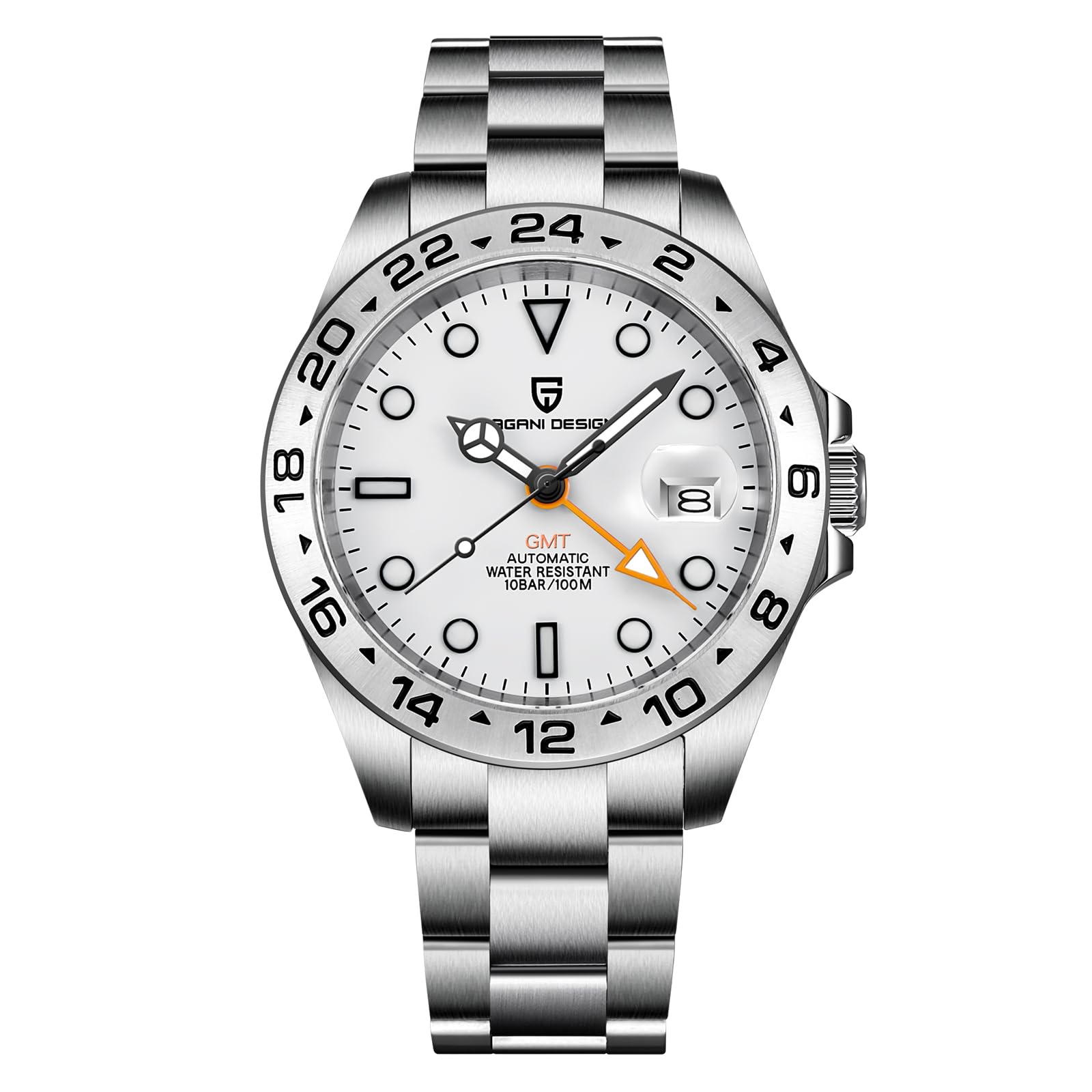 Pagani Design Men's Automatic GMT Watch - 42mm Stainless Steel Case, Sapphire Crystal, Waterproof & Luminous - Sport Wristwatch for Business, Travel & Outdoor Activities