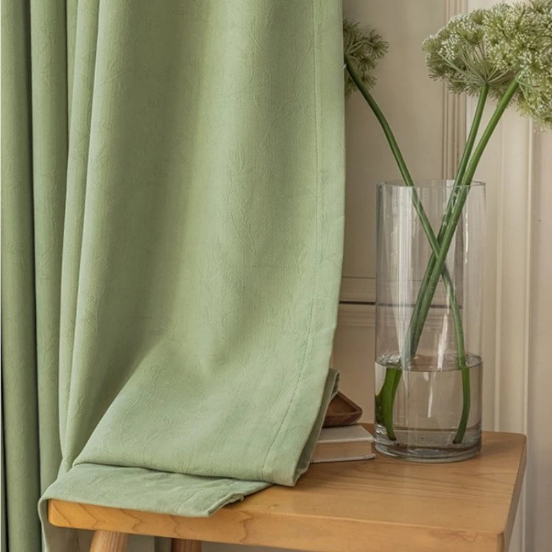 Holly Chenille Embossed Floral Blackout Curtains for Bedroom - Custom Size Thermal Insulated Window Drapes for Living Room & Nursery