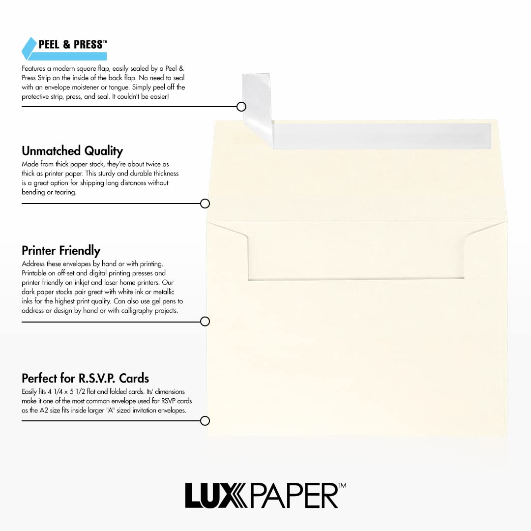 Premium A2 Invitation Envelopes with Peel & Press Seal - 4 3/8