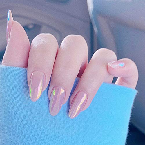 24pcs Aurora Fake Nails - Detachable Press on Nails with Mirror Magic Colors for Women, Girls | Daily Wear, Party, Wedding & Special Occasion Manicure Decorations
