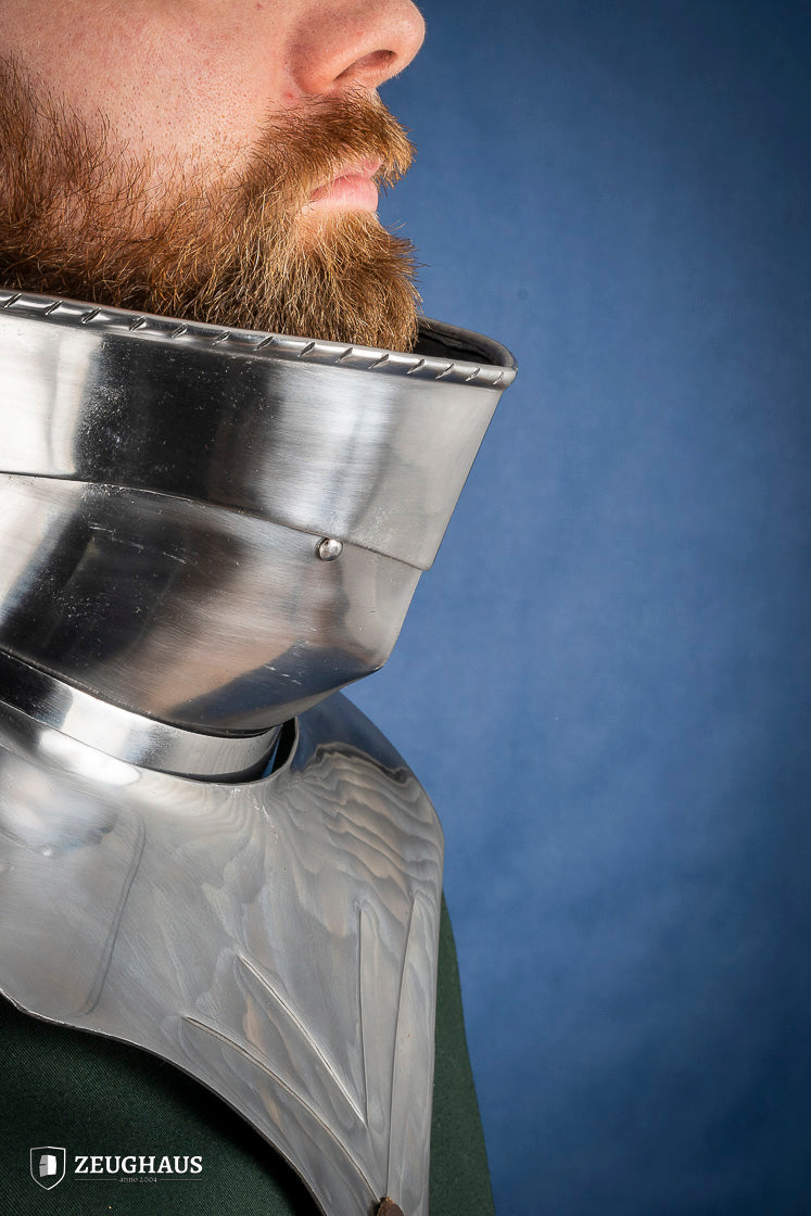 Medieval Articulated Gorget with Bevor - 1.6mm Polished Steel Armor for 1450-1520 Period - Perfect for LARP, Renaissance Fairs & Historical Reenactments