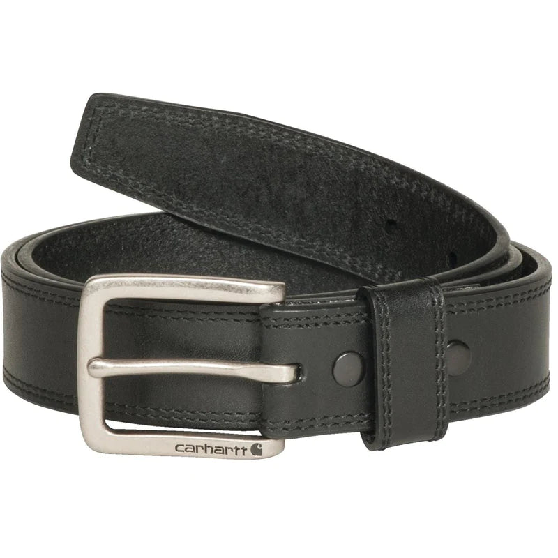 Premium Genuine Leather Engraved Buckle Hamilton Belt for Men - Classic Black Dress Belt for Business & Formal Occasions