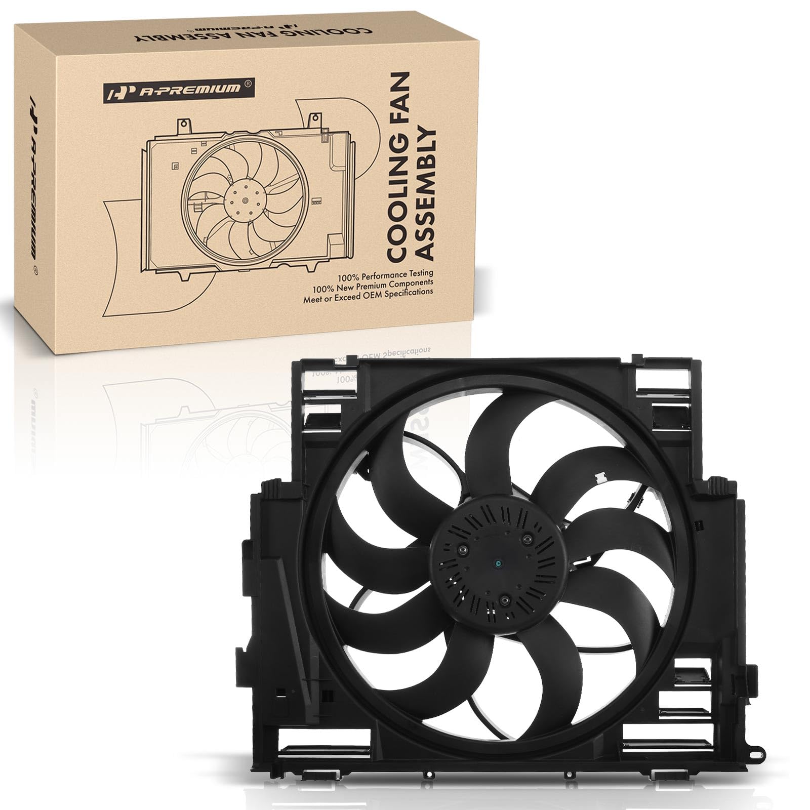 Premium BMW Engine Radiator Cooling Fan Assembly - Compatible with F10 528i & 528i xDrive (2012-2016) - Replacement for OEM# 17418642161 & 17418619143 - Perfect for Engine Overheating Prevention & Summer Driving Protection
